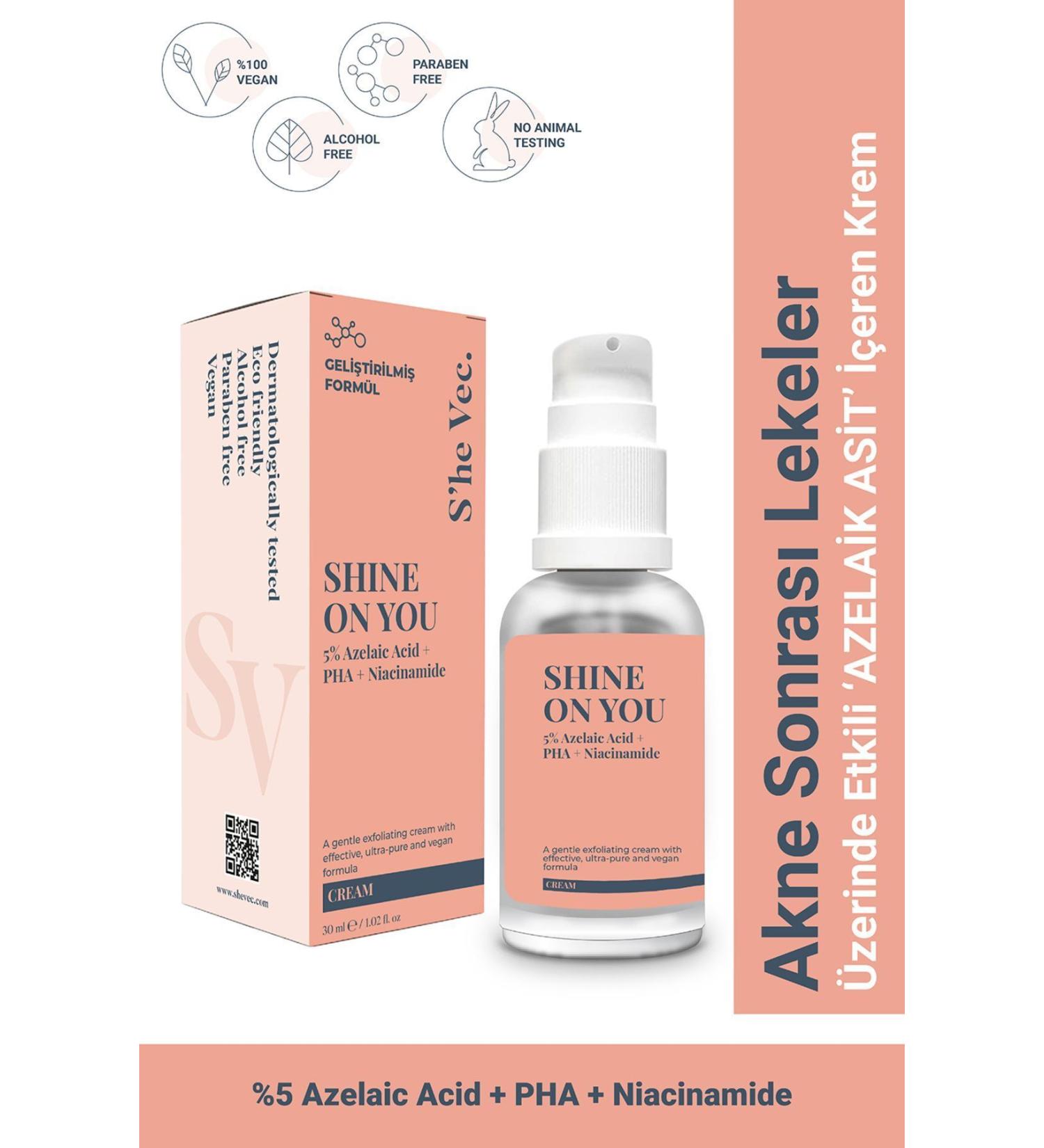 SHE VEC SHINE ON YOU - Azelaic Acid Anti-Acne and Anti-Blemish Barrier Cream for Sensitive Skin 30ml - Buy Online on GoSupps.com