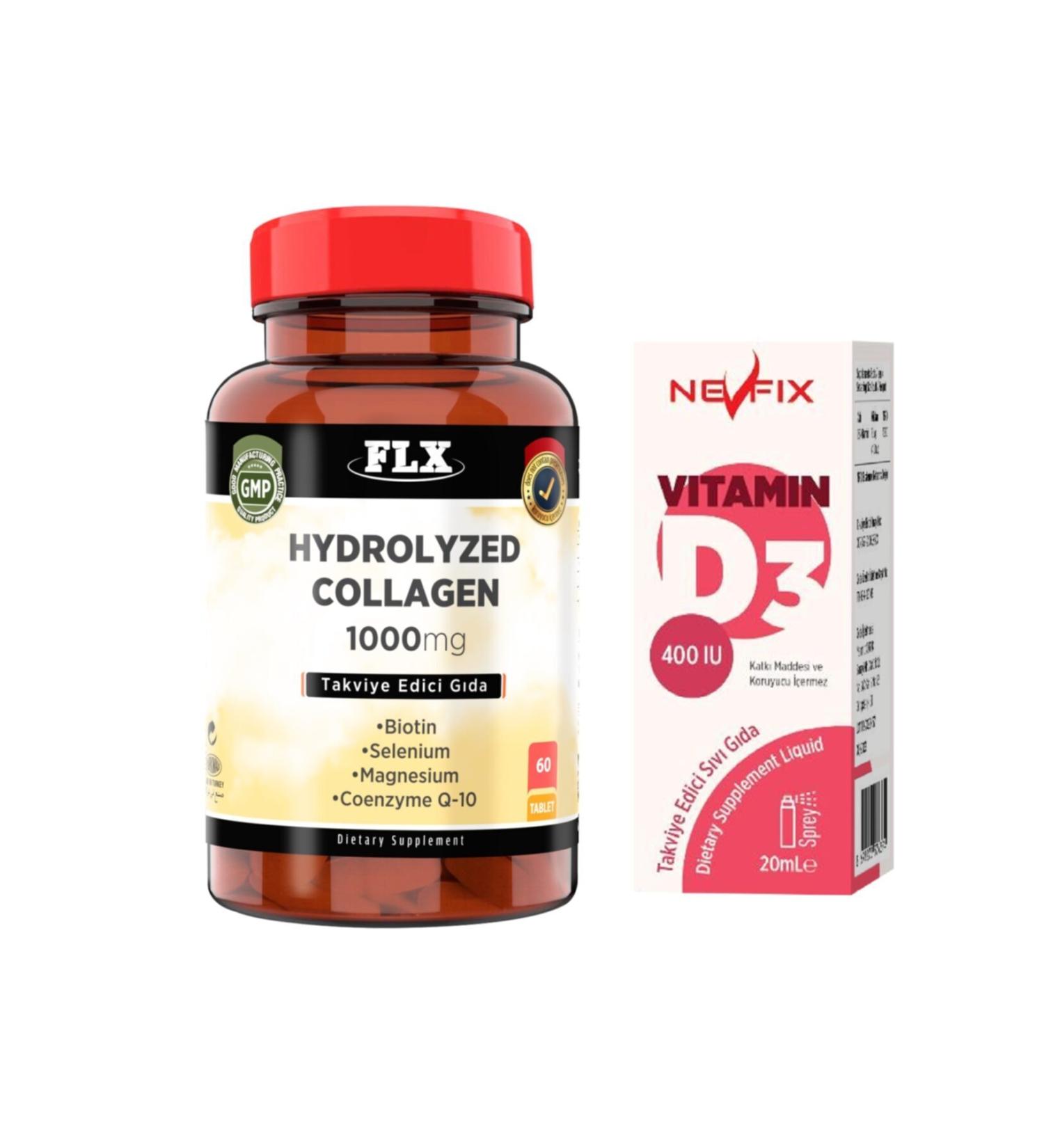 Nevfix Hydrolyzed Collagen Coenzyme Biotin Selenium 60 Tablets D3