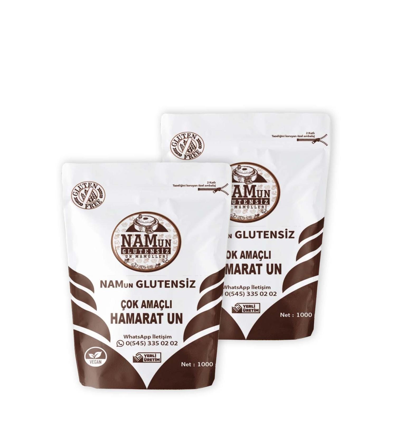 Nam gluten-free 2-pack Gluten-free Multi-Purpose Hamarat Flour Stone Mill Vegan 1 Kg