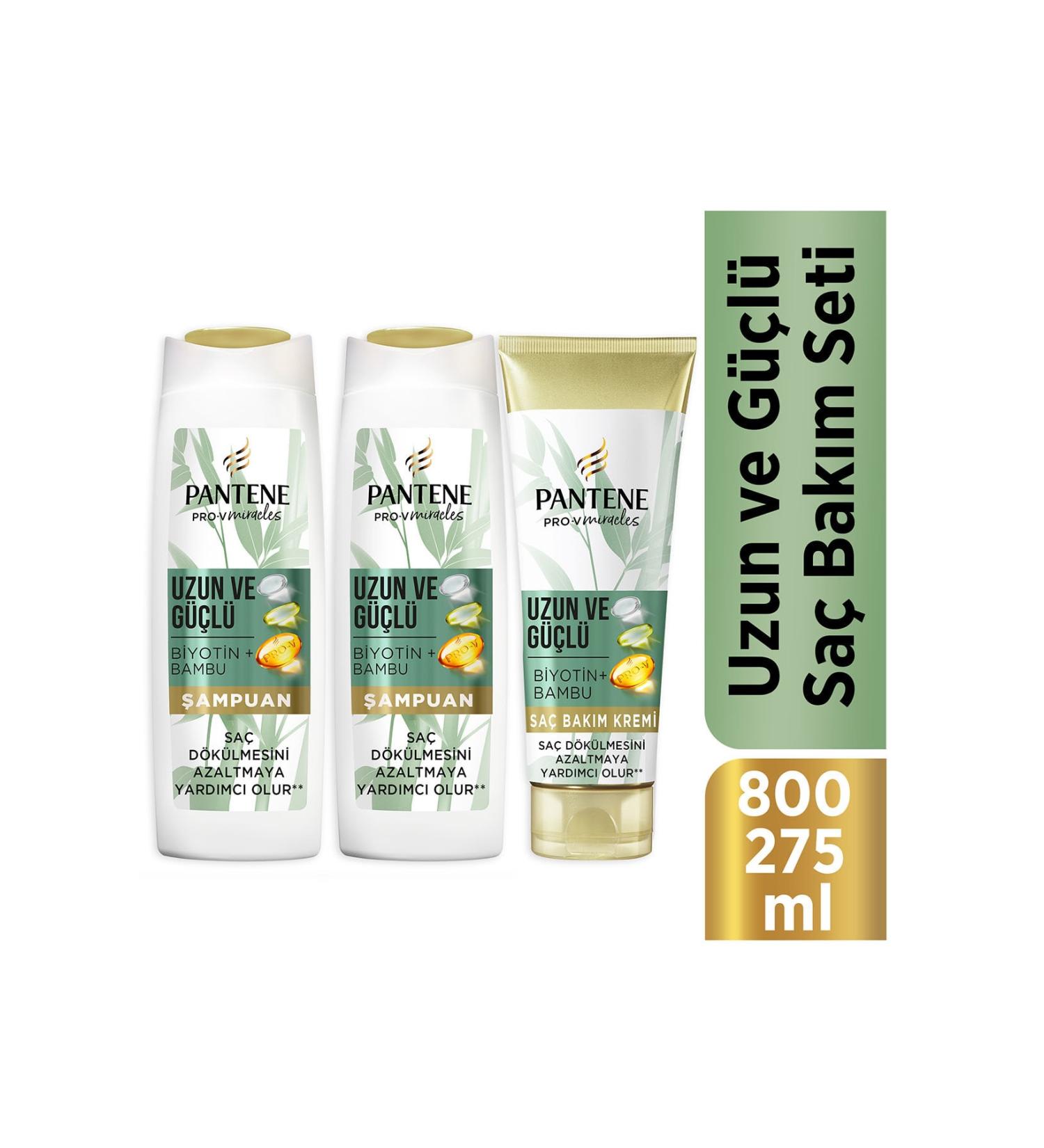 Pantene Long and Strong Bamboo and Biotin Hair Care Set (Shampoo 2 x 400 ml + Conditioner 275 ml) - Buy Online on GoSupps.com