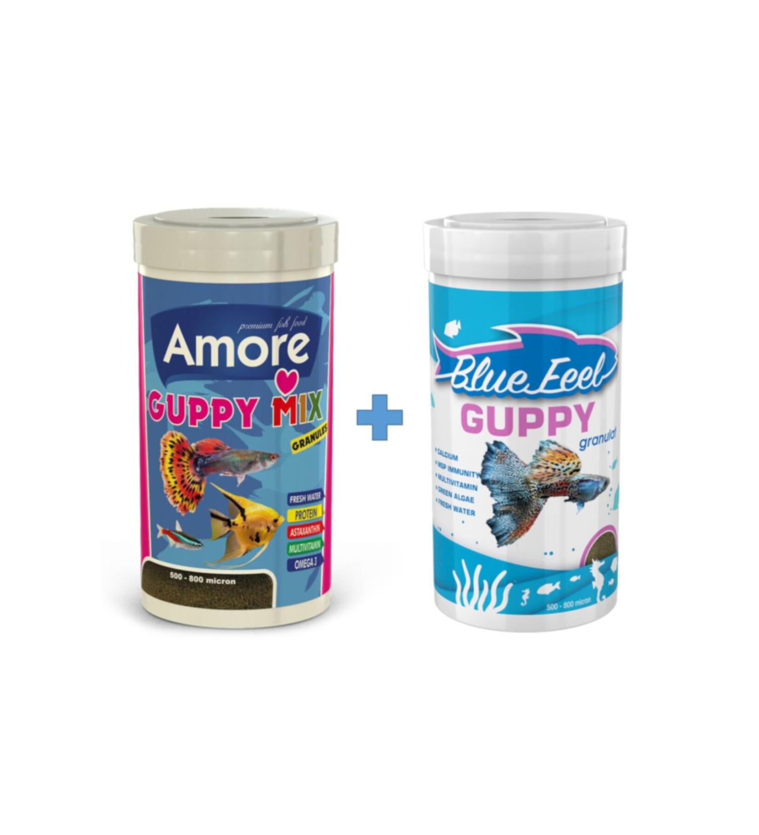 AMORE Guppy Mix Granules 250 ml Bluefeel Guppy Granules 250 ml Box Tropical Aquarium Fish Food