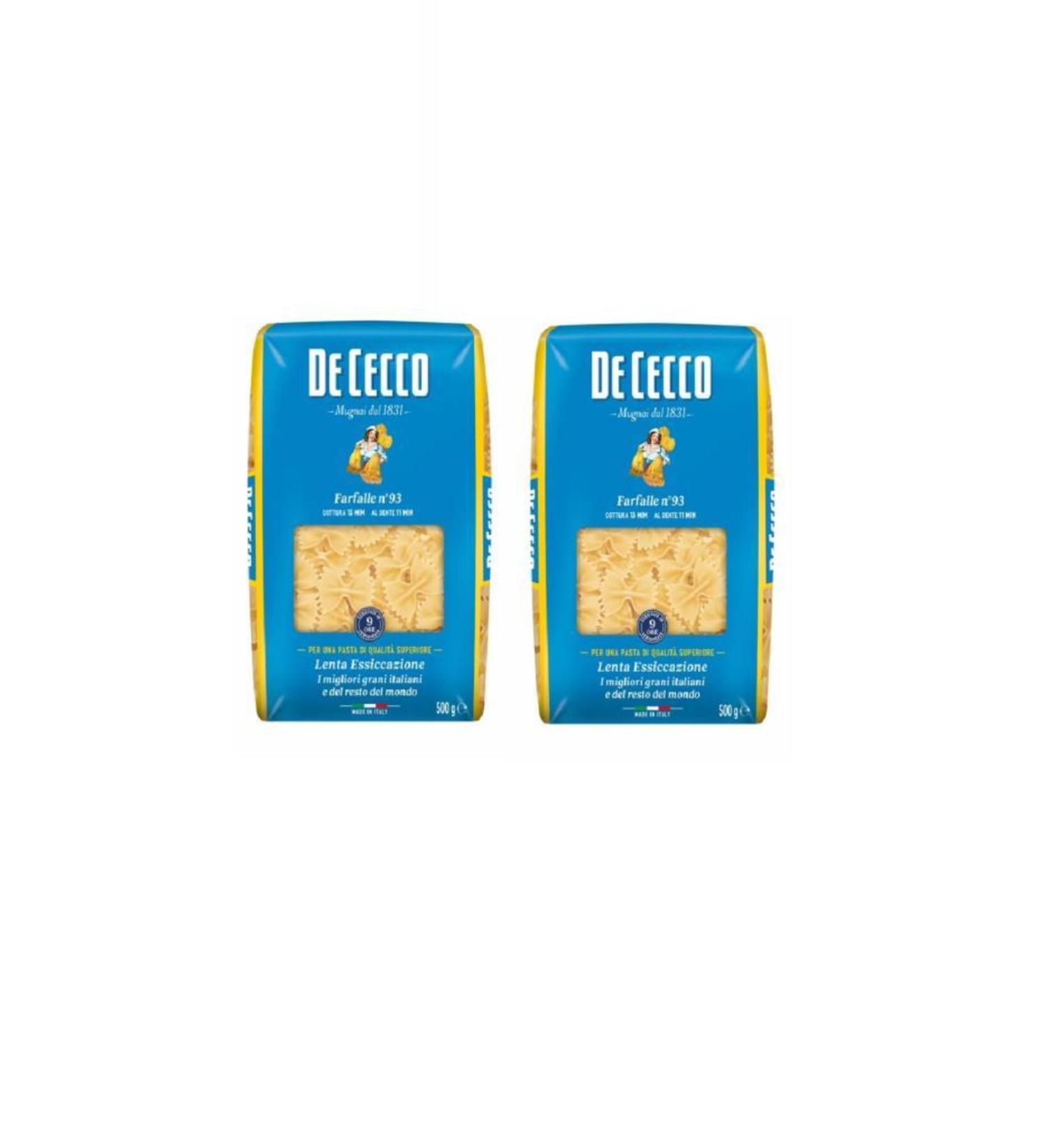 De Cecco Farfalle 500 gr - Dececco Butterfly Pasta 500 Gx 2 Pieces
