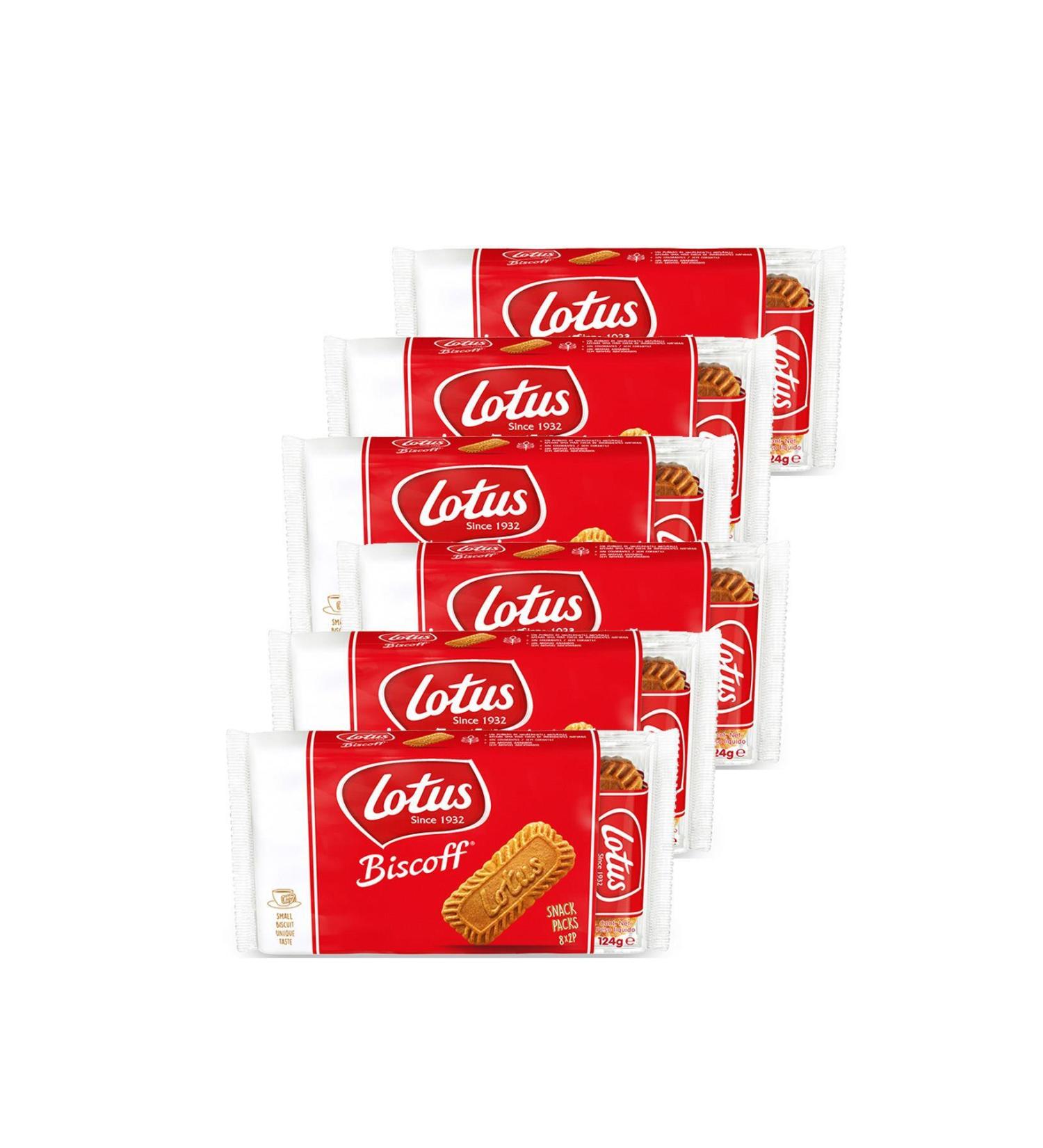 Lotus Biscoff Snack Caramelized Biscuits 124 gr X 6 Pieces