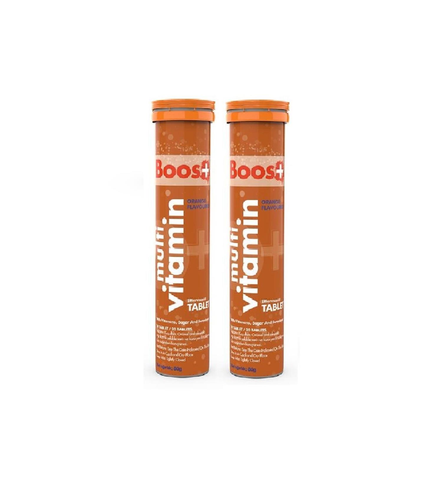 BOOS+ Orange Flavored Multivitamin Effervescent 20 Tablets X 2 Pieces