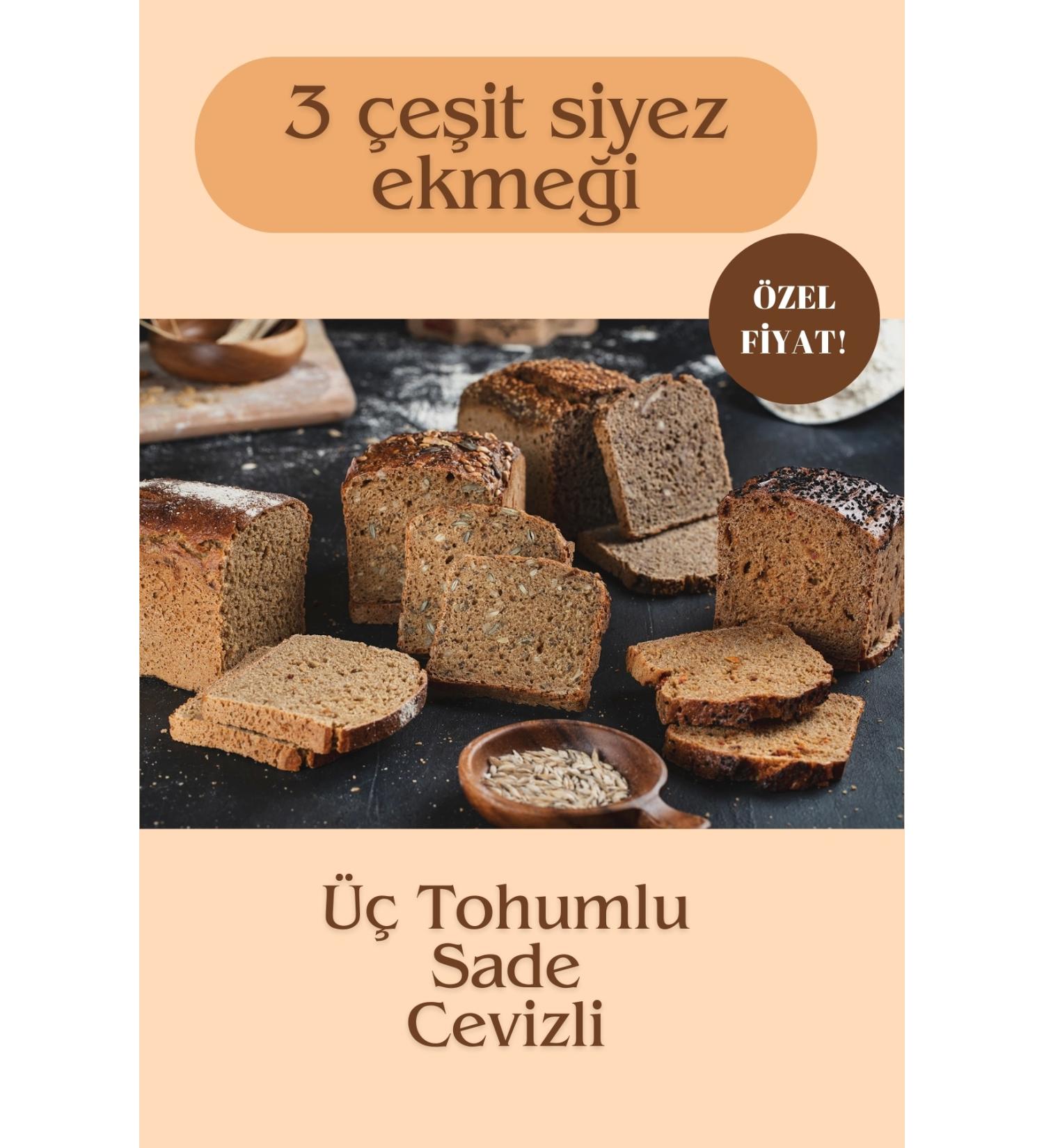 Siyez House 3 Kg 0 Siyez Bread 3-Pack 3x1kg (PLAIN- WITH THREE SEEDS- WALNUT)