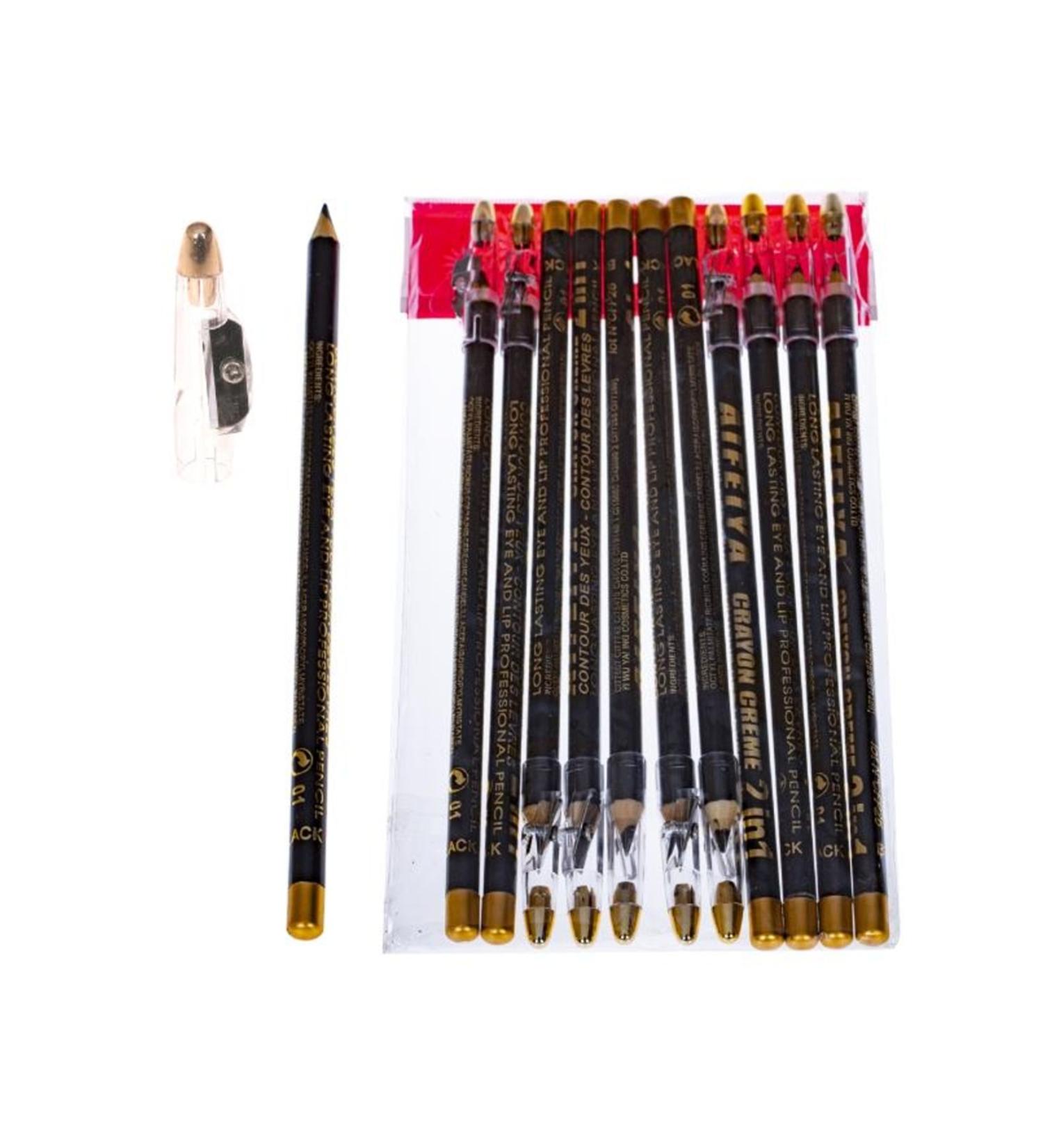 Gift Pencil Eyeliner Eyeliner Pencil Sharpener Black - 1 Pack (12 Pieces)