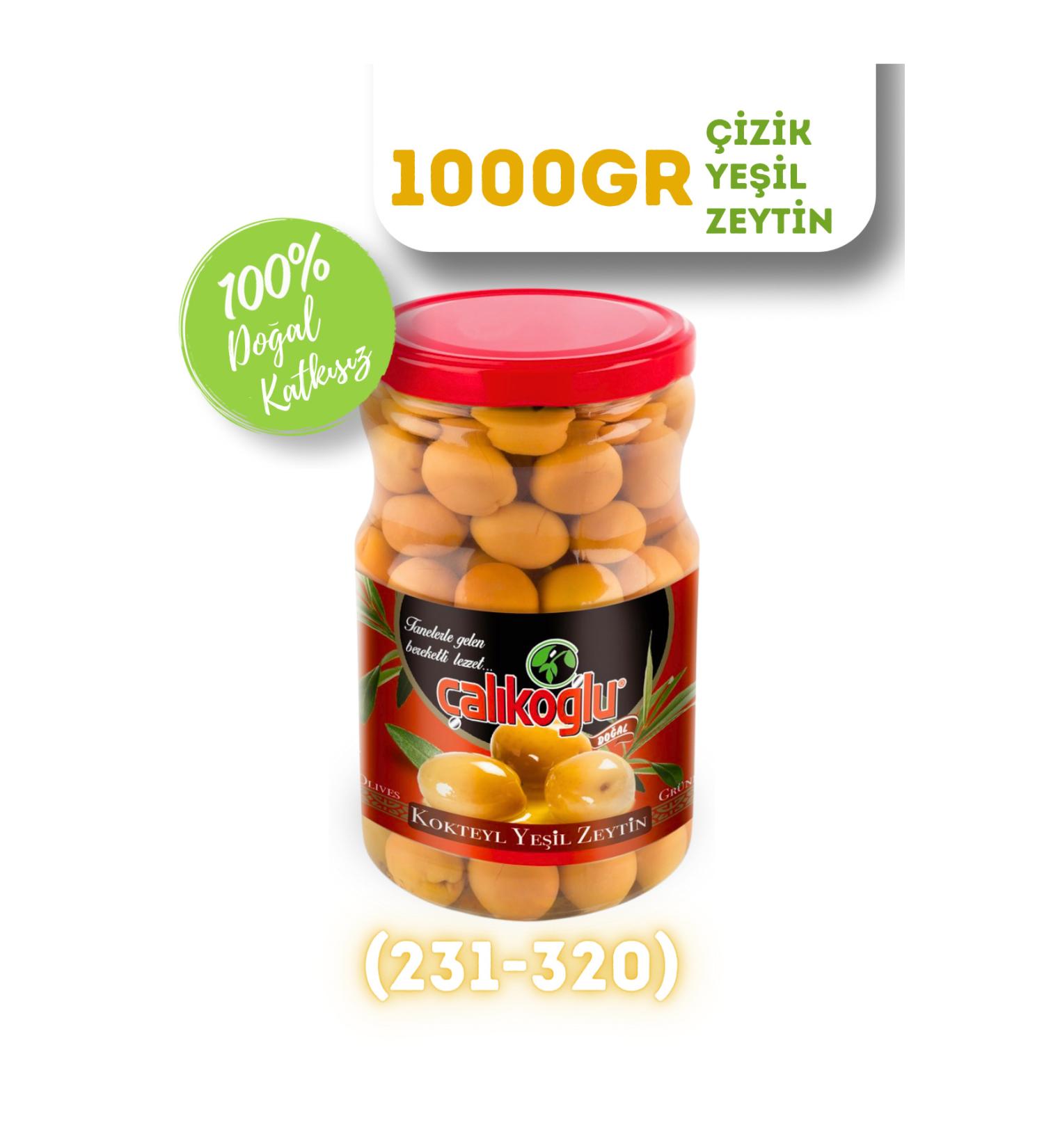 al ko lu Natural Scratched Green Olives 1 Kg (261-290)