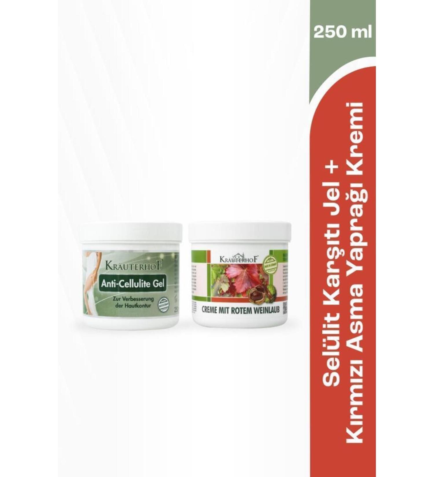 Krauterhof Anti Cellulite Gel 250 ml + Red Vine Leaf Cream 250 ml - Buy Online on GoSupps.com
