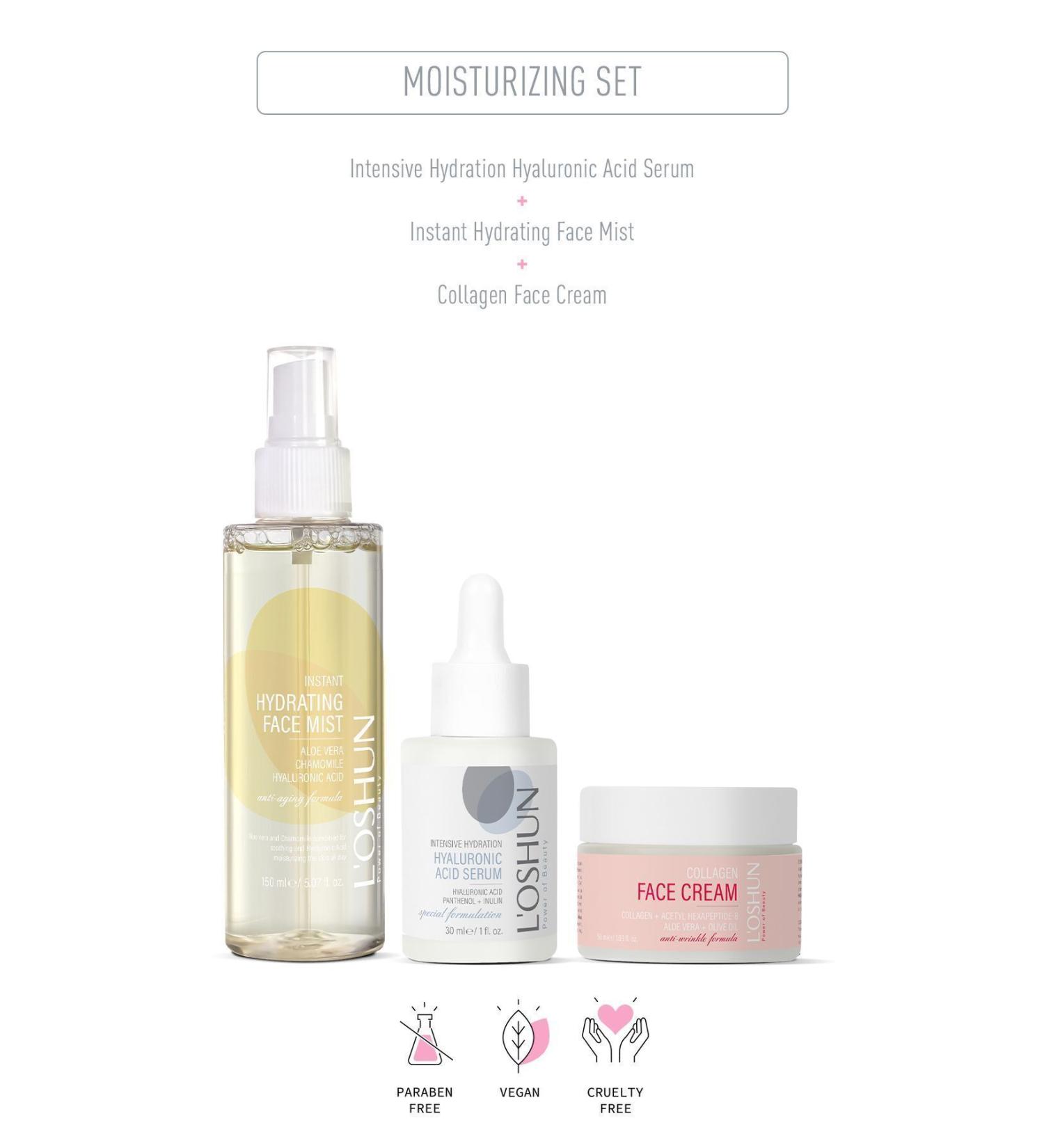 L'OSHUN Chamomile - Hyaluronic Acid and Collagen - Facial Moisturizer Routine Set