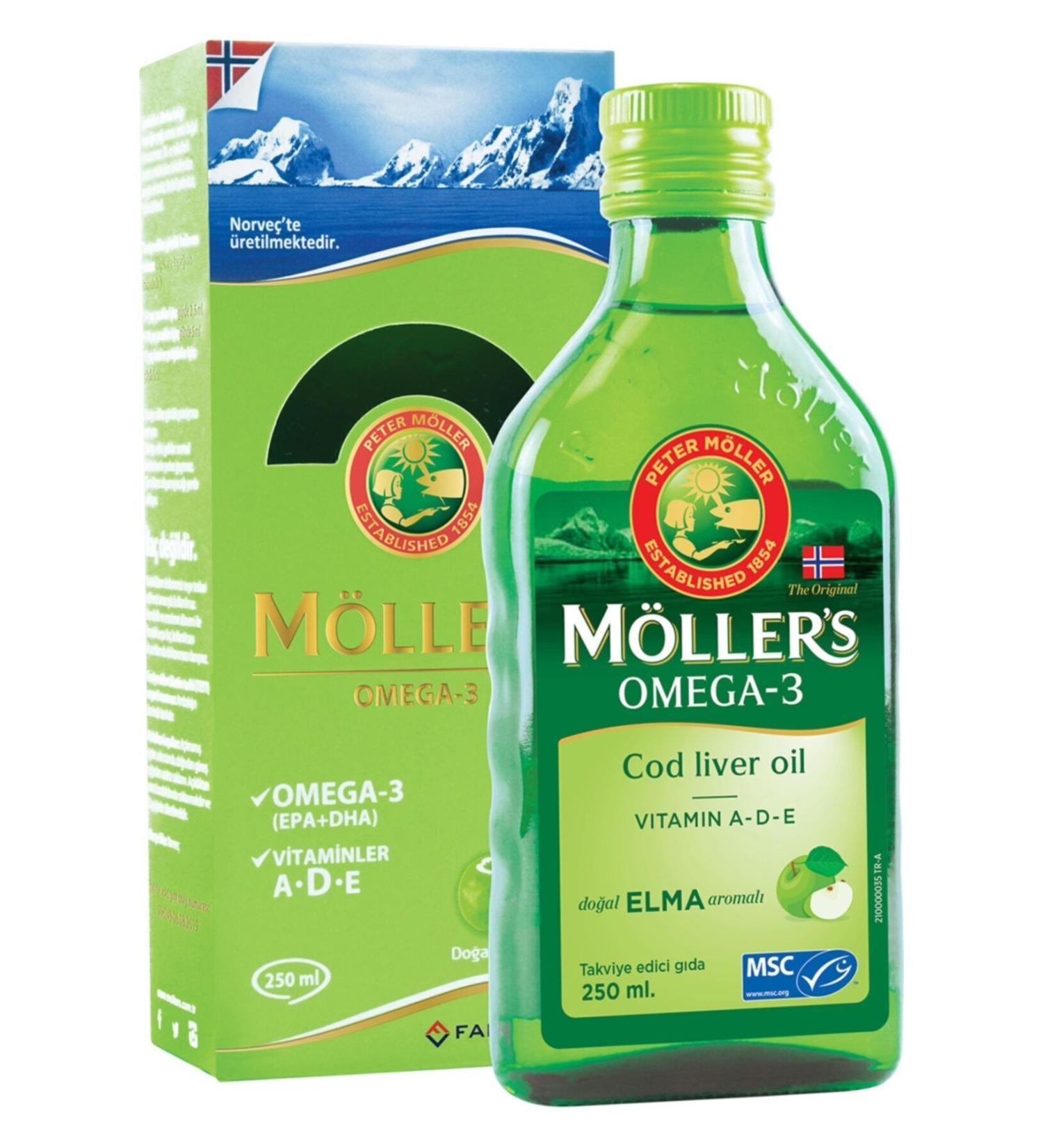 Mollers's Omega-3 Fish Oil Syrup Apple Flavored 250 Ml - Buy Online on GoSupps.com