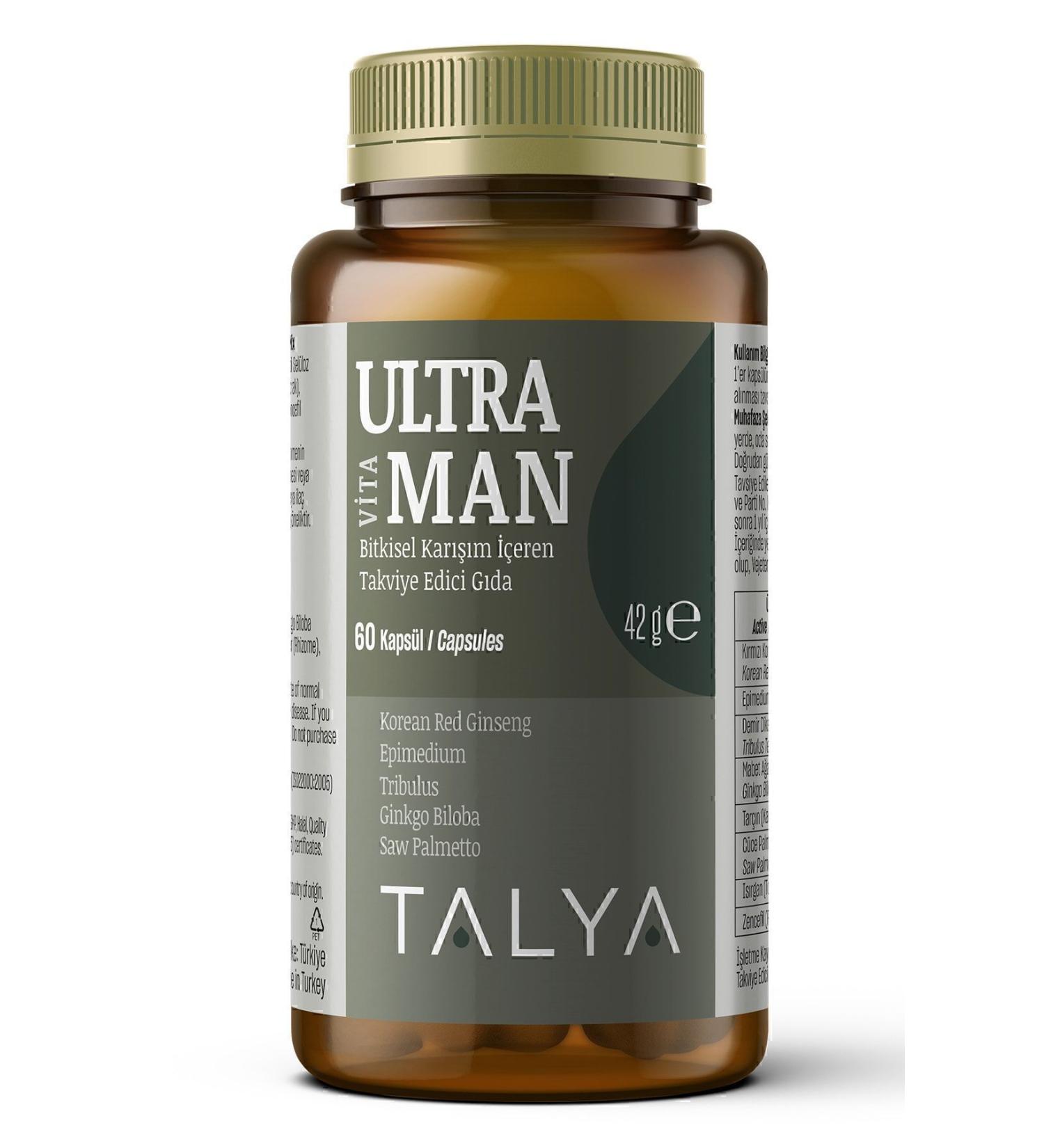 Talya Ultra VitaMAN Herbal Mixture Containing Supplementary Food 60 Capsules (For Men) - Buy Online on GoSupps.com