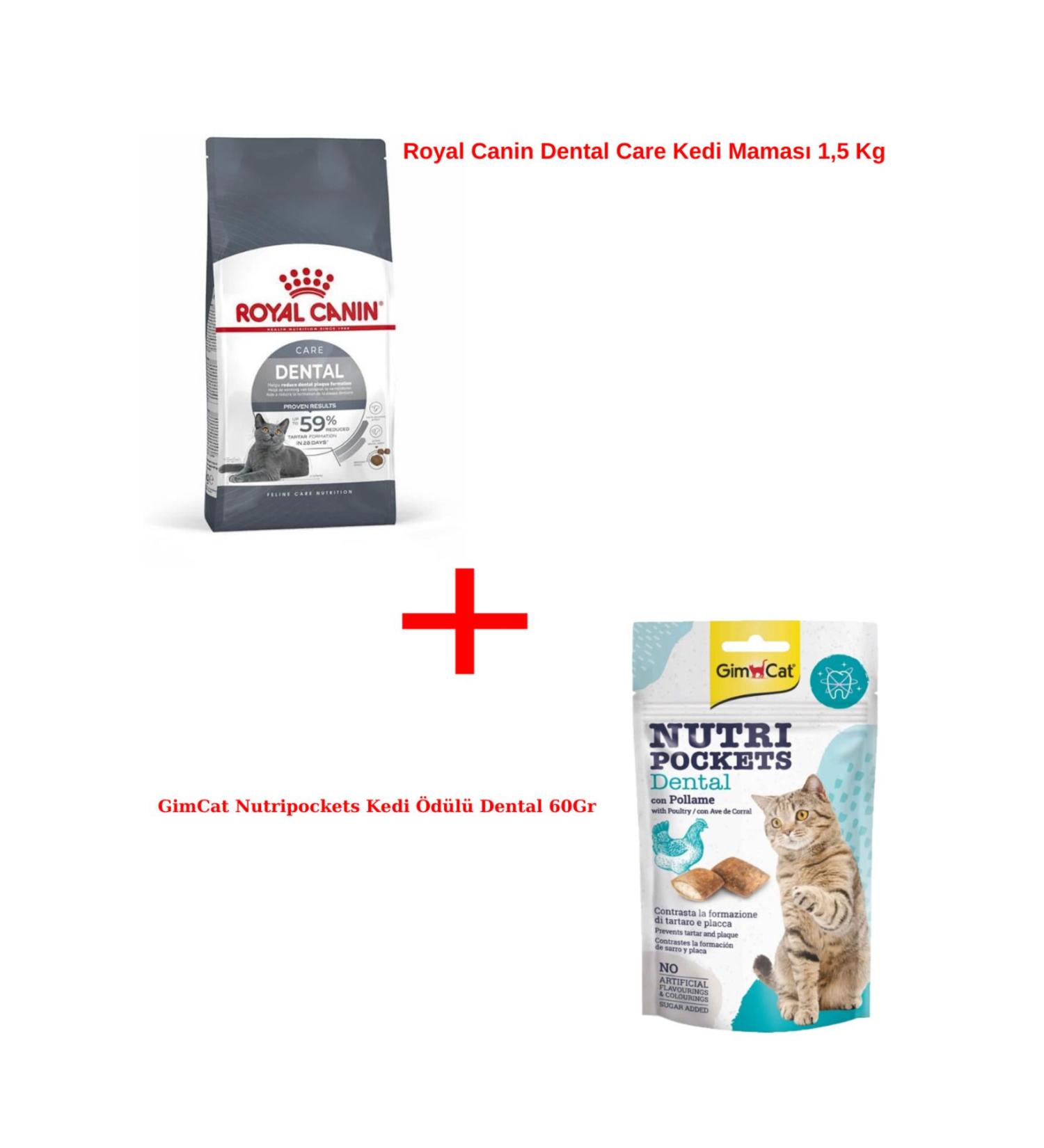 Royal Canin Dental Care Cat Food 1.5 Kg + GimCat Nutripockets Cat Reward Dental 60Gr