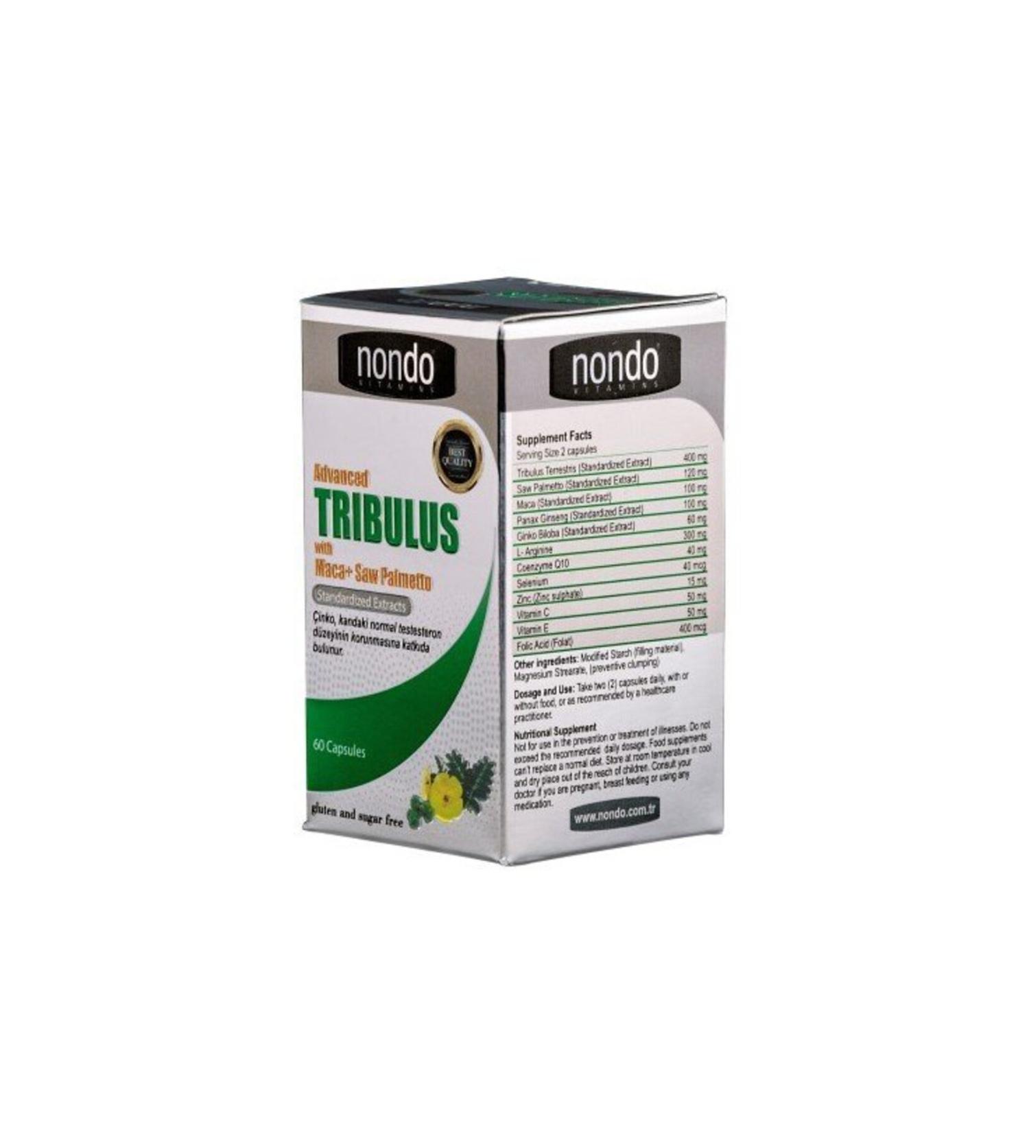 Nondo Vitamins Nondo Advanced Tribulus With Maca Saw Palmetto 60 Capsules