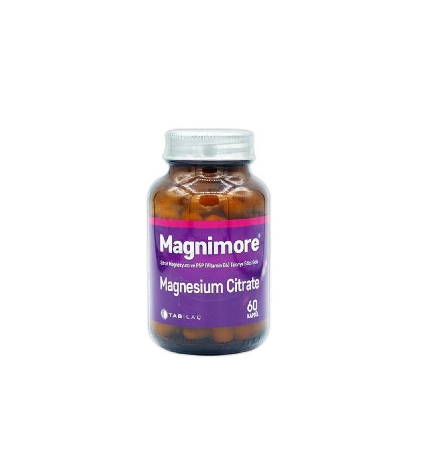 Tab la MAGNIMORE 60 CAPSULES CONTAINING MAGNESIUM CITRATE AND P5P
