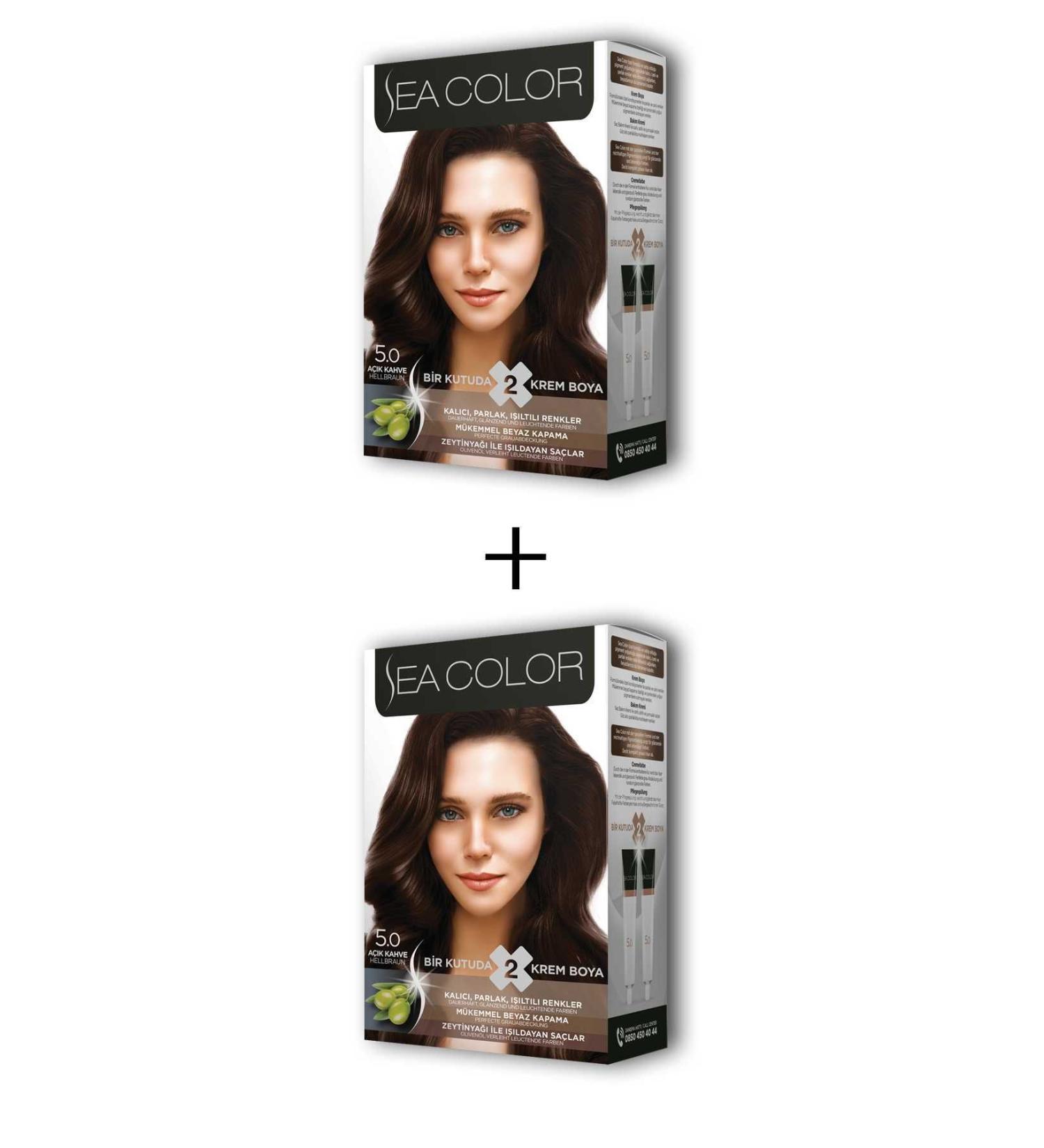 Sfey 2X2 Tube Cream Hair Dye Set Light Brown No: 5.0 - FSK9600-2506