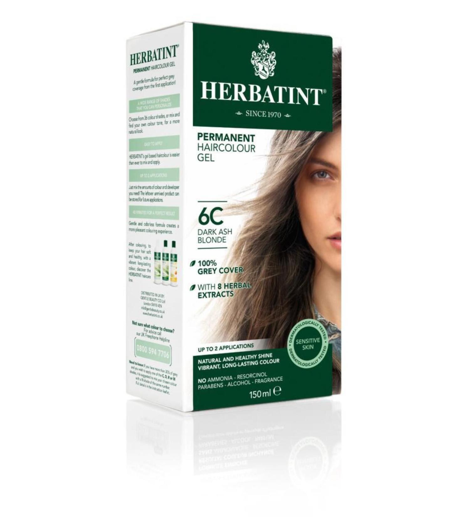 Herbatint 6c Dark Ash Chestnut (DARK ASH BLONDE) 150 ml Herbal Hair Dye