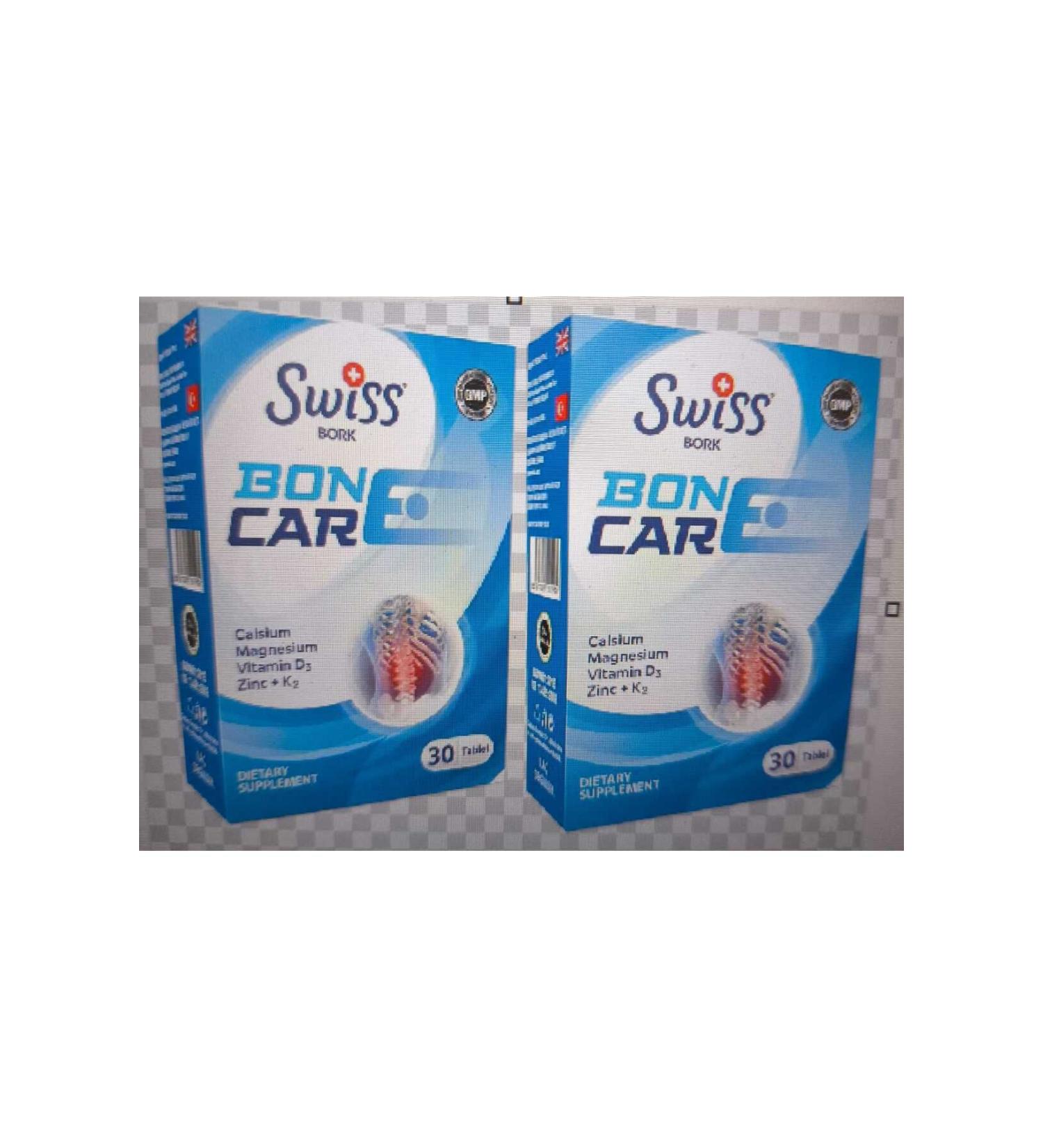 SWISS 2 Boxes Bonecare 30 Tablets (Calcium Magnesium Zinc Vitamin D3 K2)