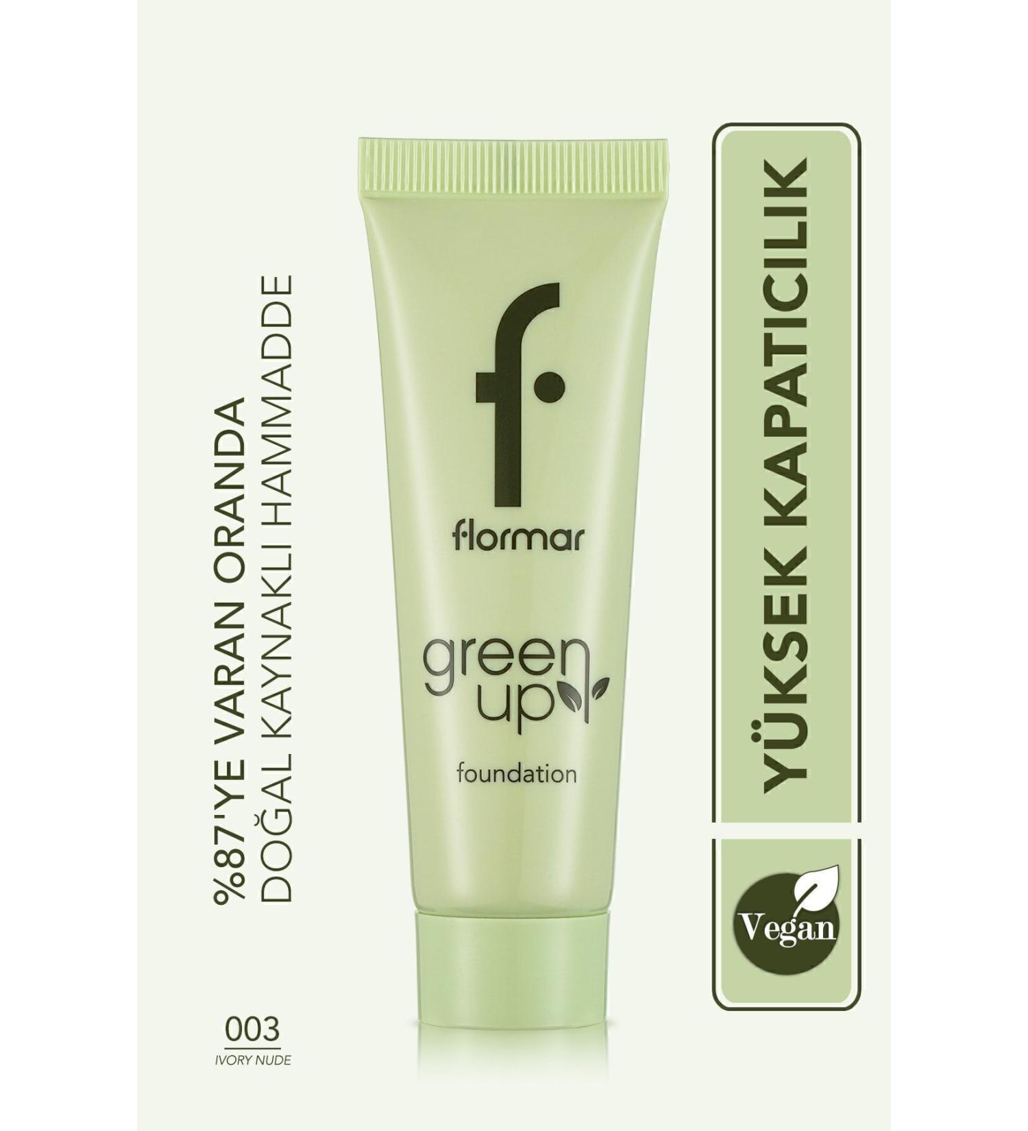 Flormar Semi-Matte Finish Water Based Vegan Foundation- Green Up Foundation-003 Ivory Nude-4251903322225 - Buy Online on GoSupps.com