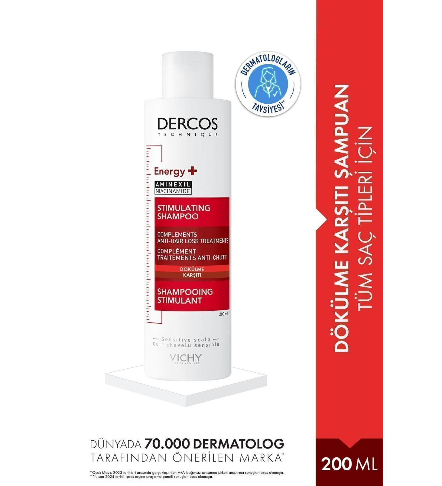 Vichy Dercos Energy Anti-Hair Loss Strengthening & Volumizing Shampoo 200 ml