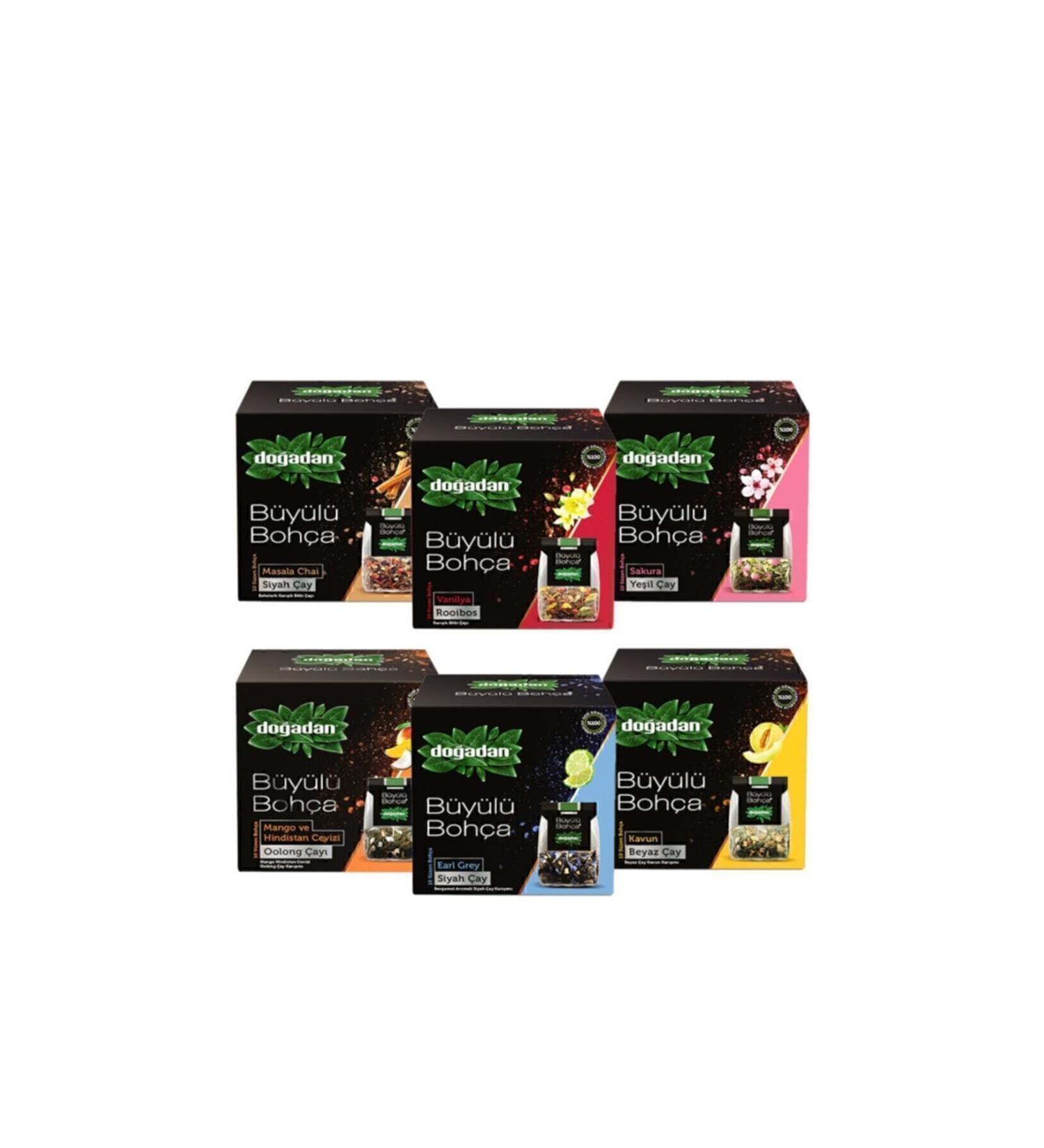 Nature's Magical Tea Bag Mixed Set of 6 Oolong Rooibos Sakura Earl Grey Melon and Masala