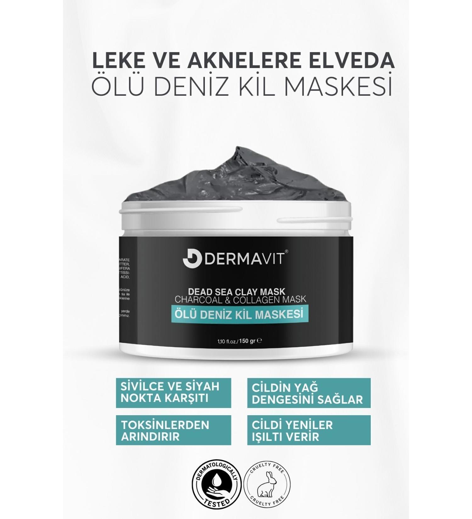Dermavit Dead Sea Clay Mask Collagen Acne and Blackhead Remover 150 gr - Buy Online on GoSupps.com