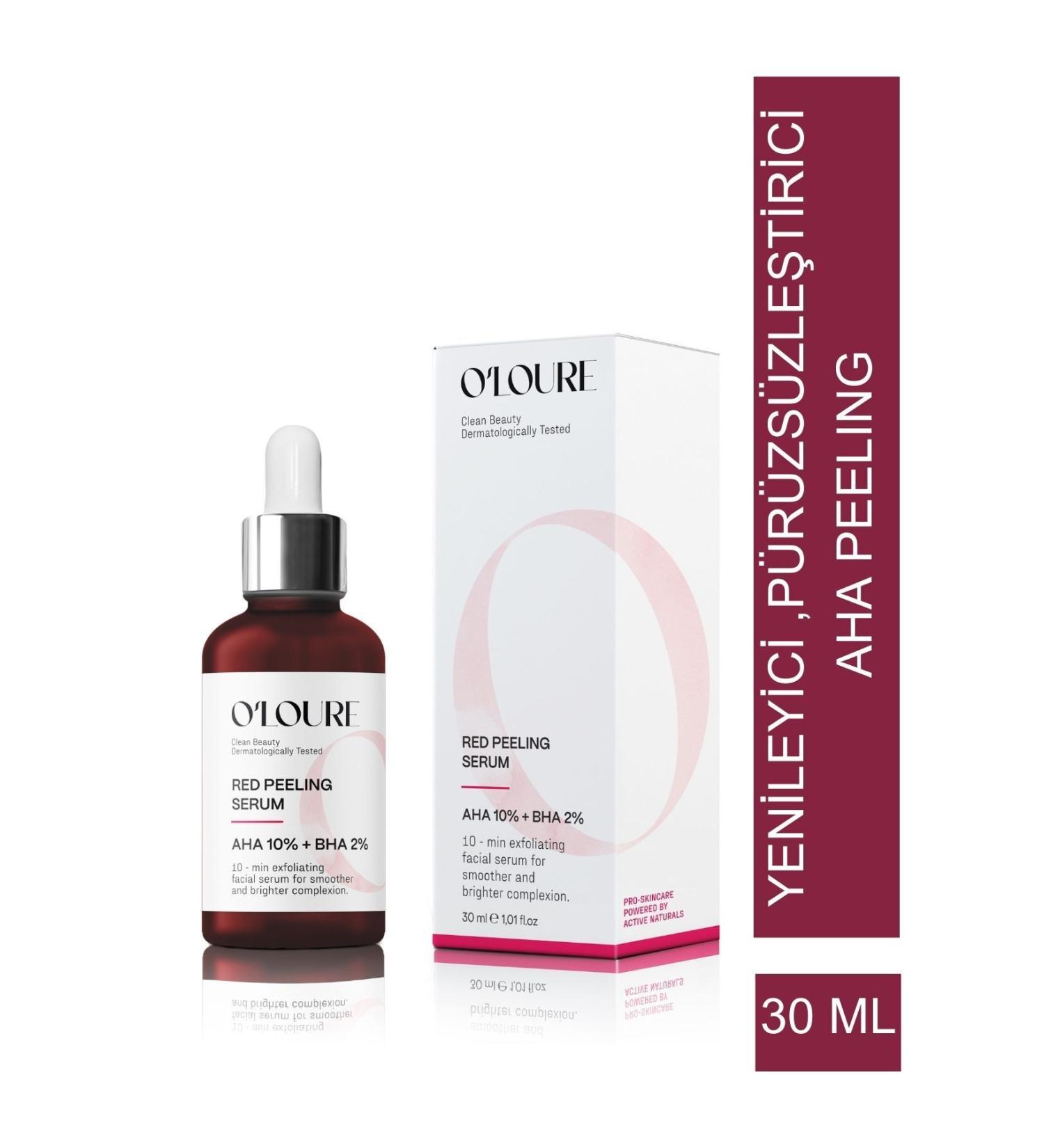 o'loure beauty Red Peeling Serum Aha 10% + Bha 2% Red Peeling Serum Skin Tone Equalizer Smoothing - Buy Online on GoSupps.com
