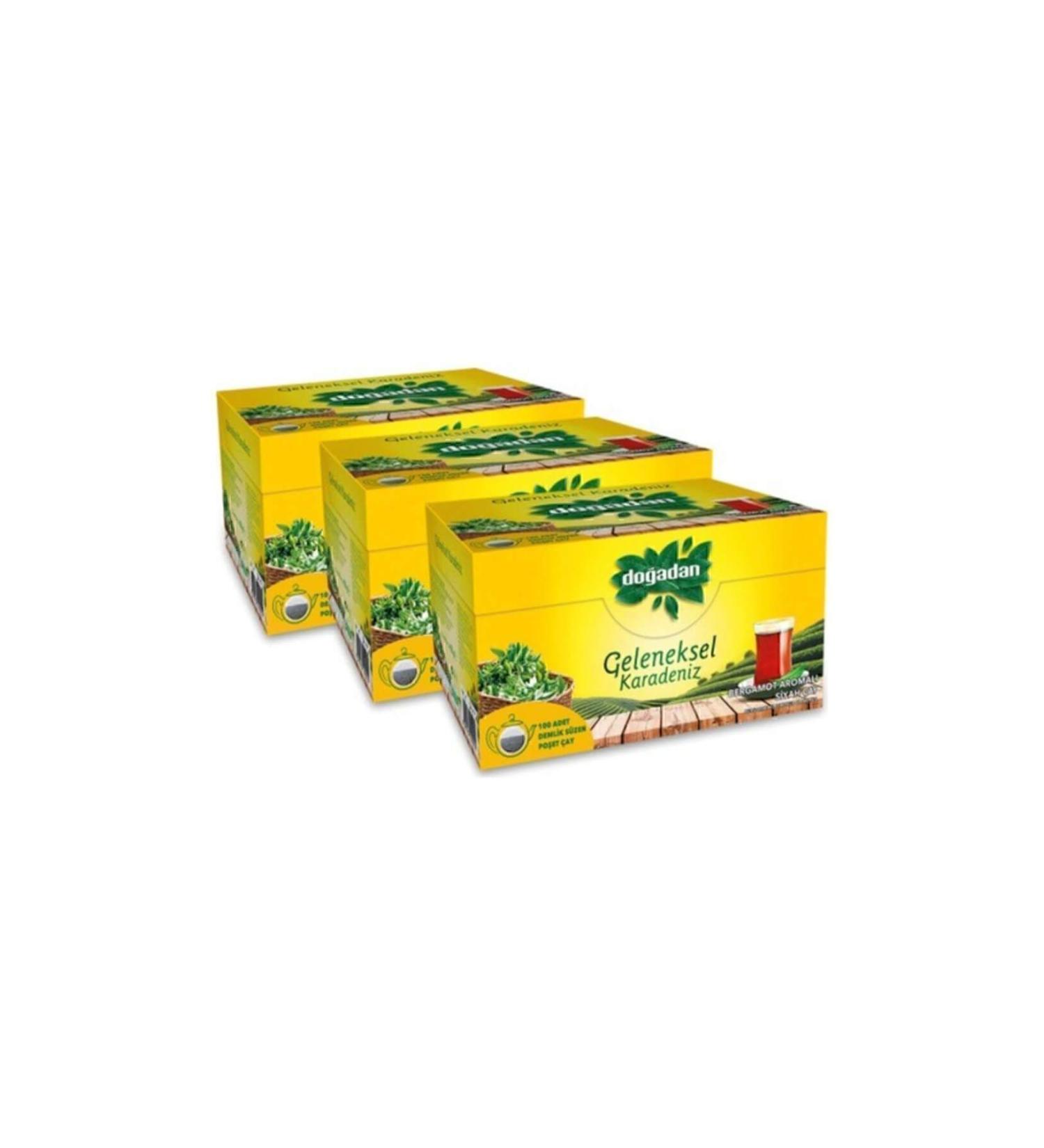 Do adan Traditional Black Sea Teapot Tea Bag 100 x 3 Pieces