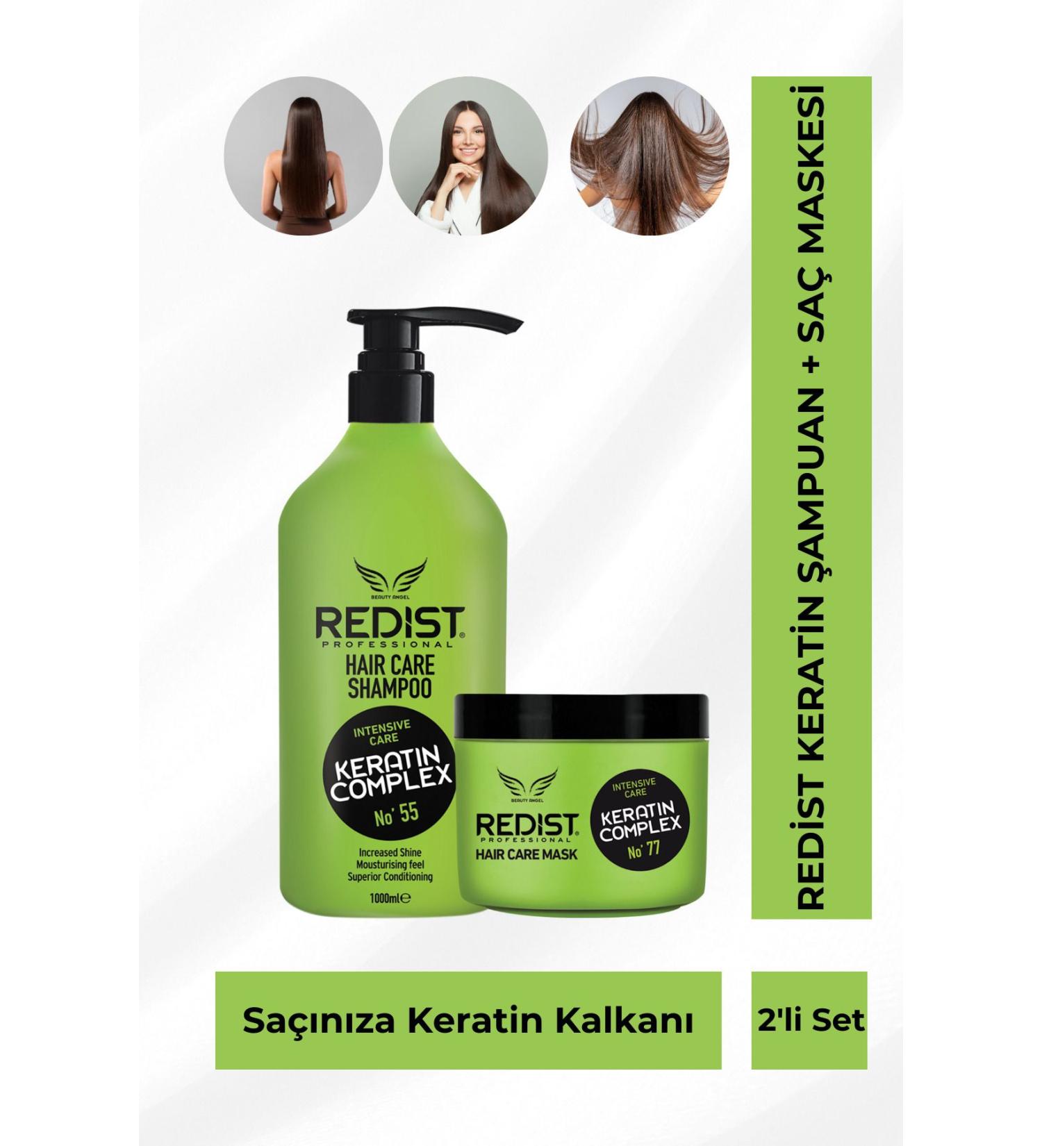 Redist Keratin Hair Care Shampoo 1000 Ml + Keratin Hair Care Mask 500 Ml - Buy Online on GoSupps.com