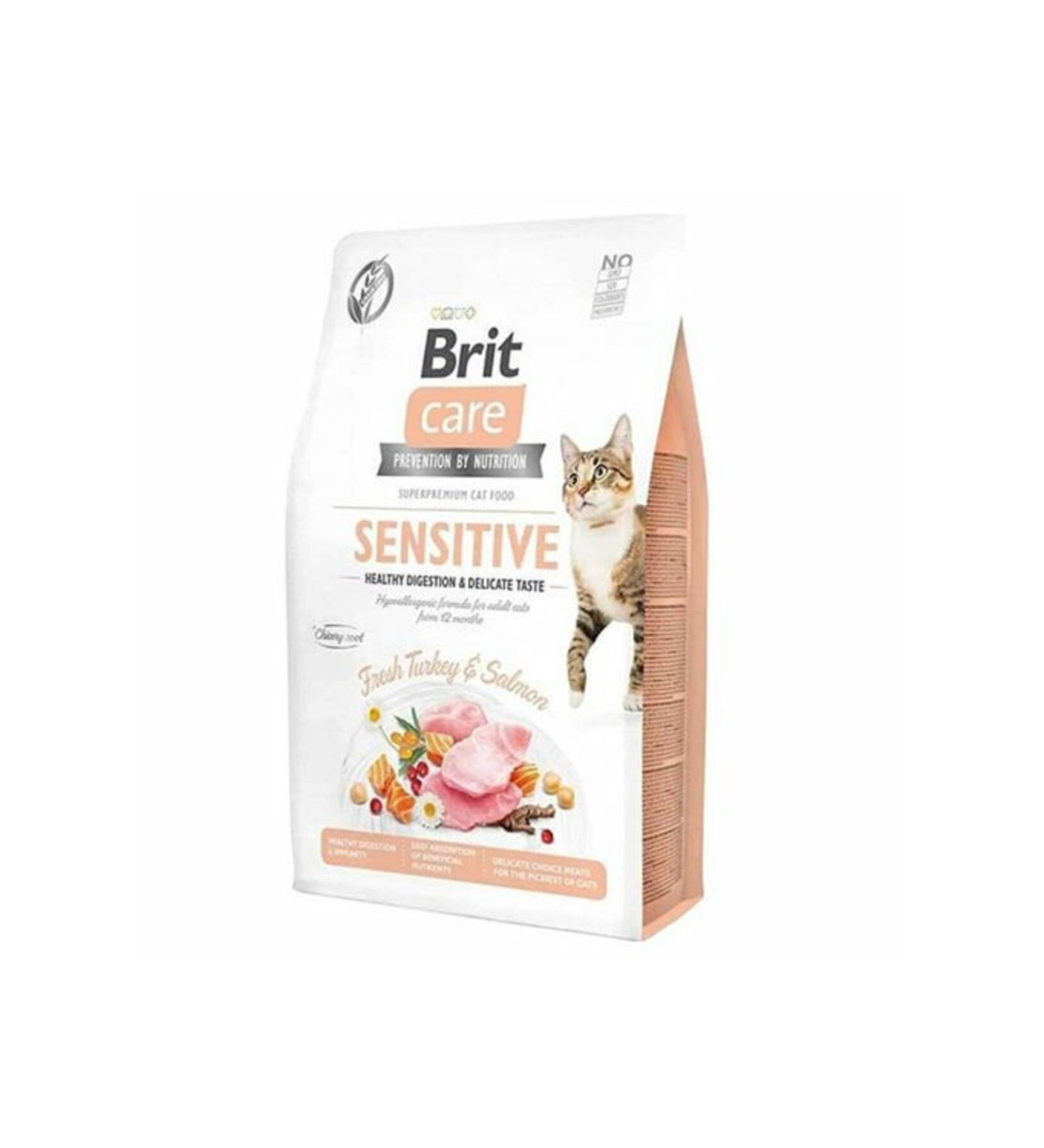 Brit Care Sensitive Hypoallergenic Turkey and Salmon Grain-Free Adult Cat Food 7 Kg