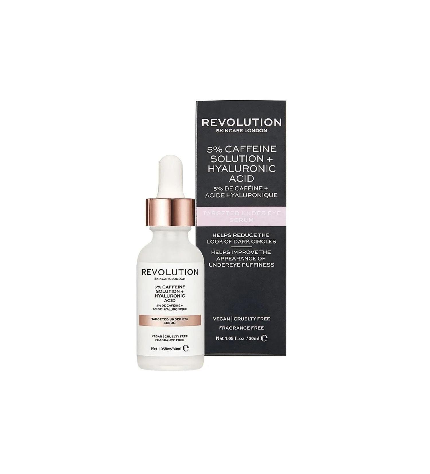 Revolution 5% Caffeine Solution + Hyaluronic Acid Brightening Hydrating Vegan Eye Serum 30ml - Buy Online on GoSupps.com