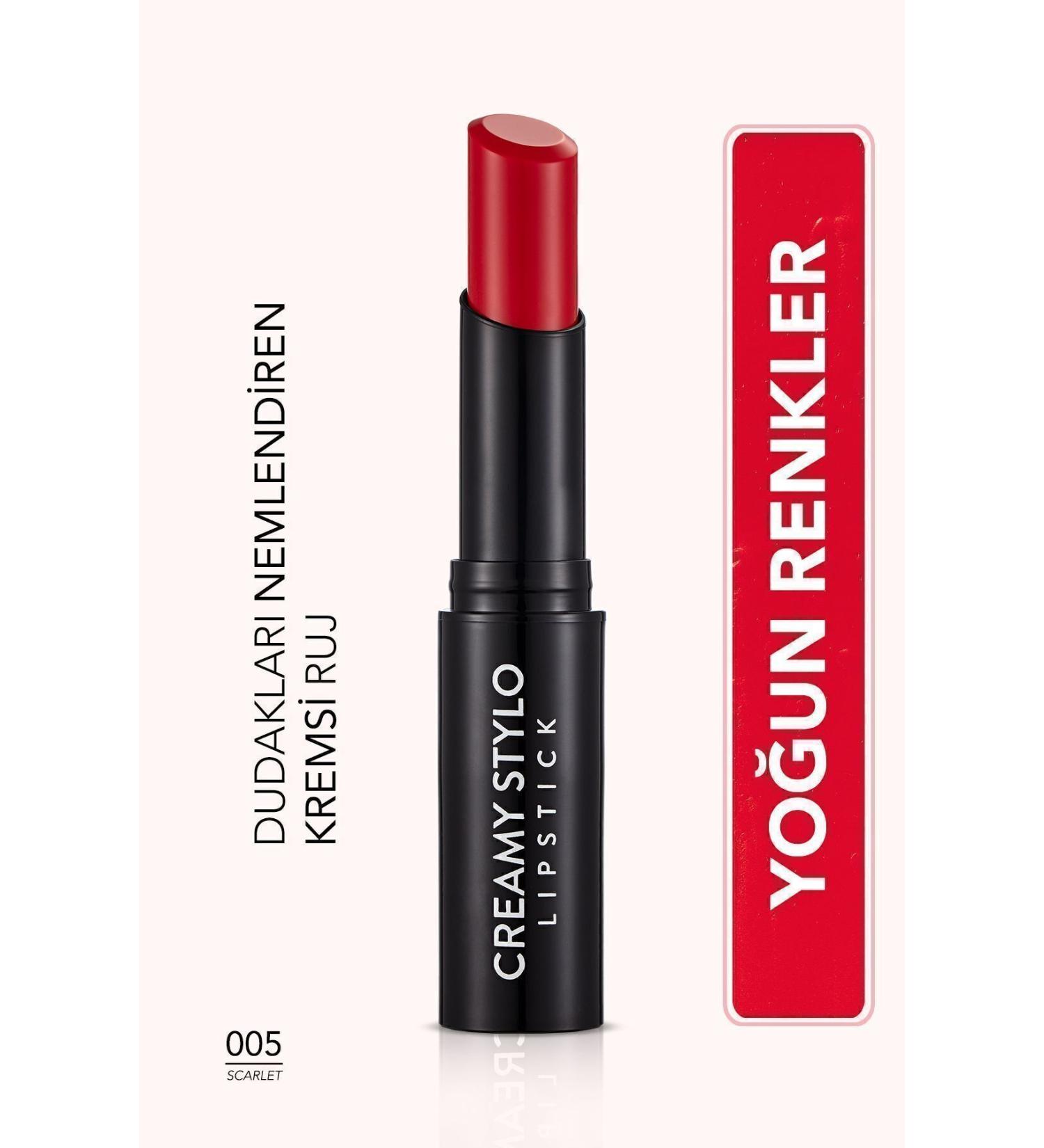 Flormar Semi Glossy Stick Lipstick- Creamy Stylo Lipstick -005 Scarlet-8682536013659 - Buy Online on GoSupps.com