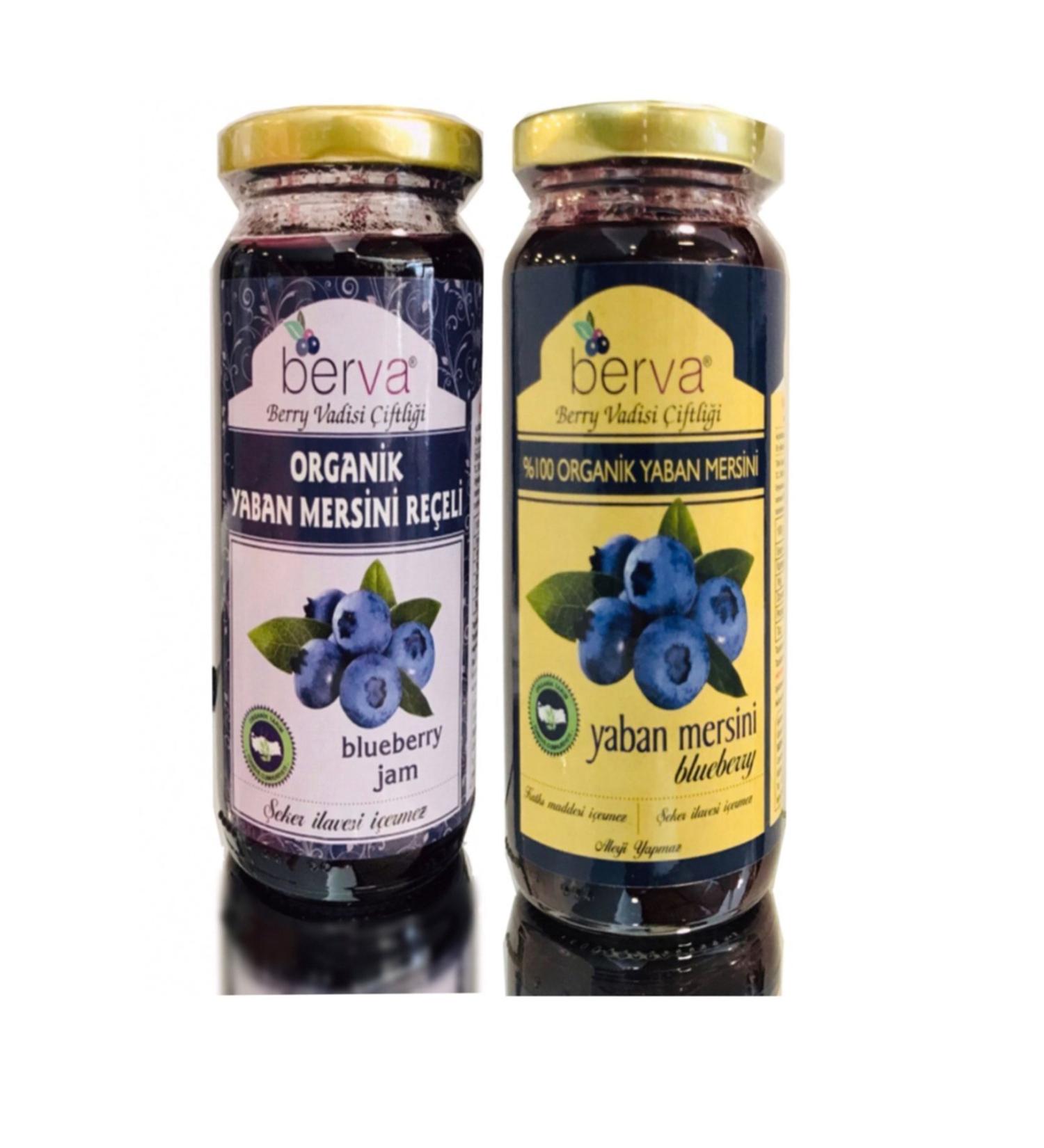 BERVA Organic Blueberry Canned 230 Gr + Organic Blueberry Jam 260 Gr - Buy Online on GoSupps.com