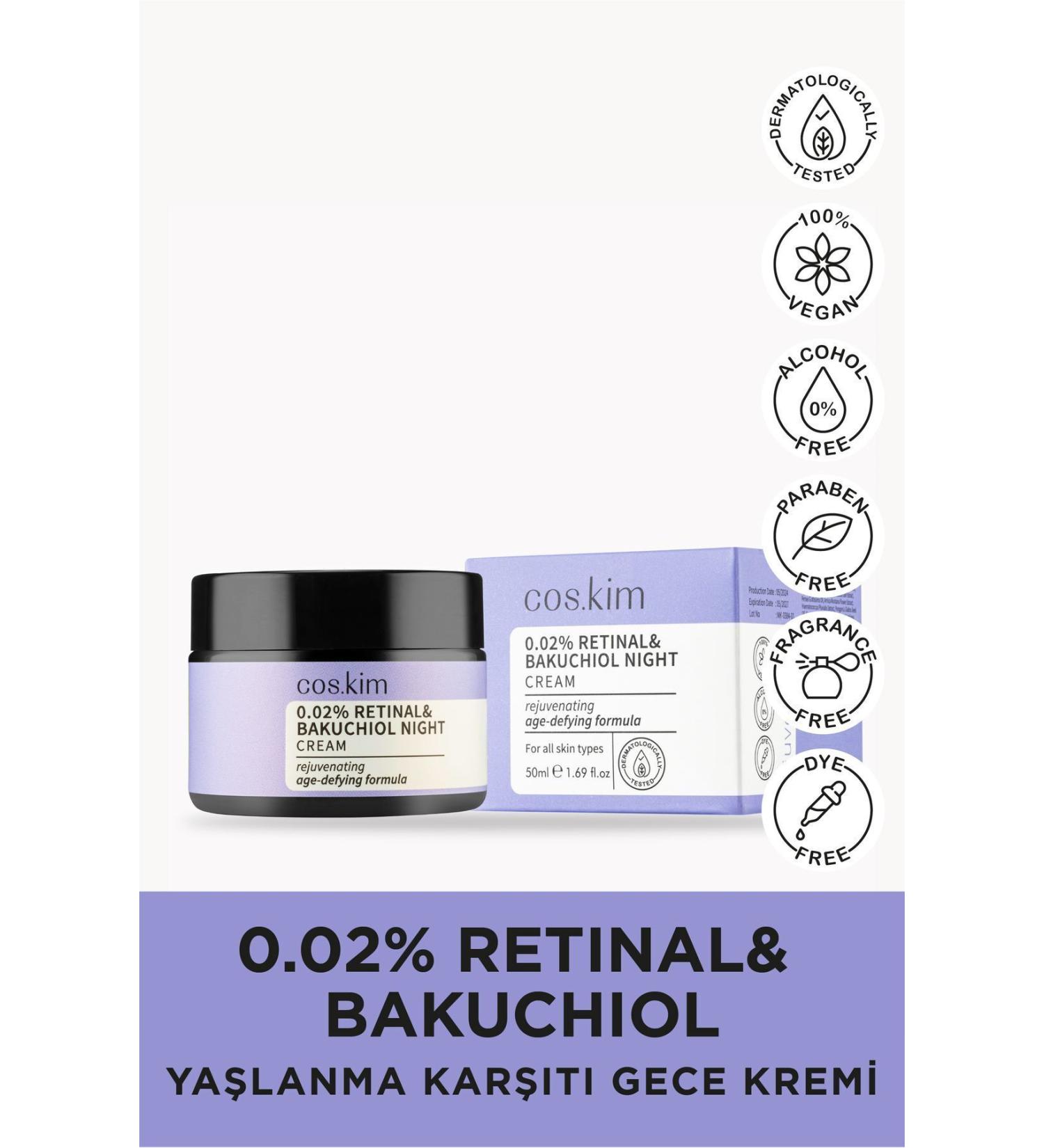 Cos.kim Retinal & Bakuchiol Anti-Aging Night Cream | Retinal & Bakuchiol Night Cream 50ml - Buy Online on GoSupps.com
