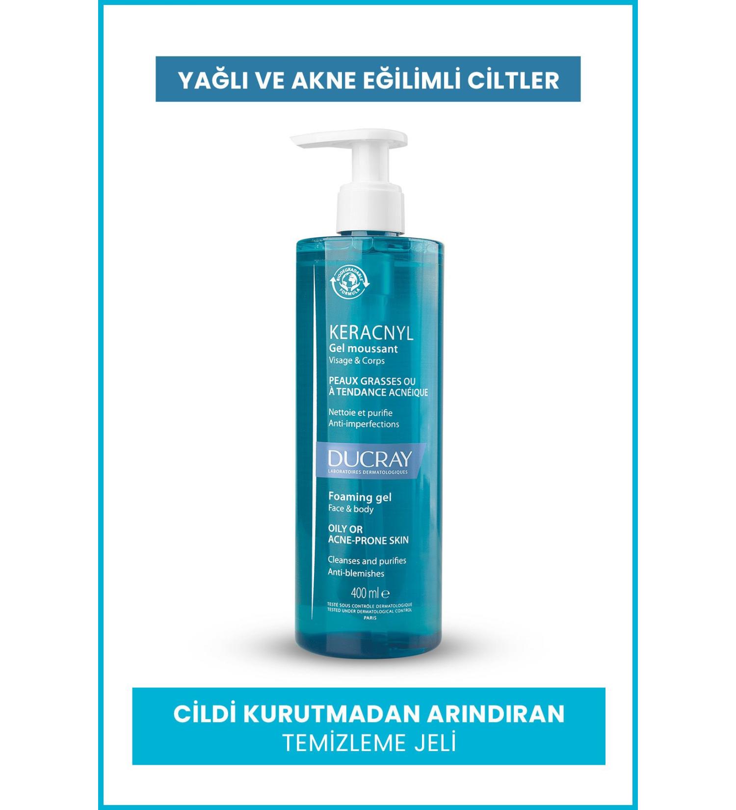 Ducray Keracnyl Gel Cleansing Gel for Oily and Acne Prone Skin 400ml - Buy Online on GoSupps.com