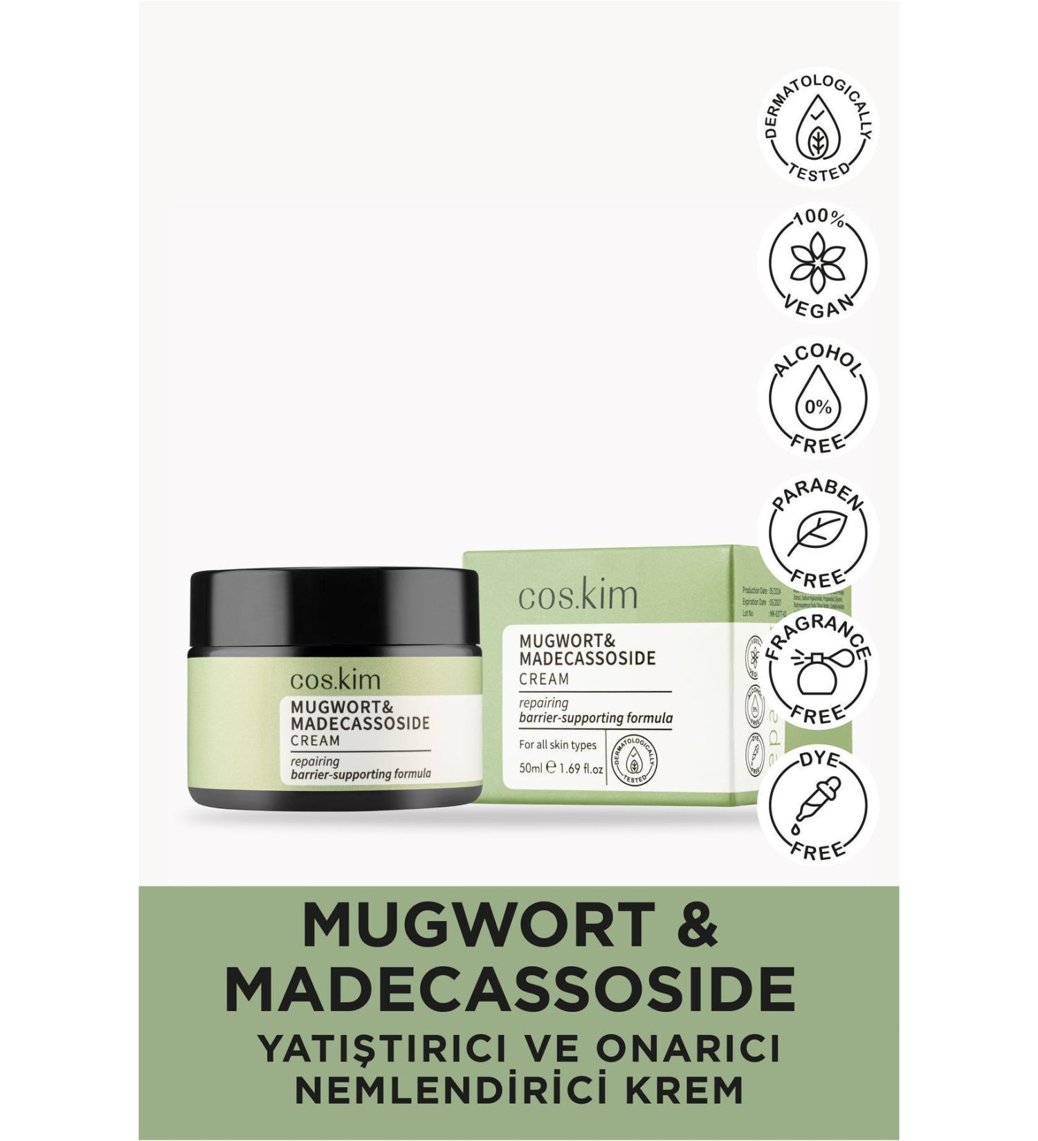 Cos.kim Mugwort & Madecassoside Soothing and Repairing Moisturizing Cream|Mugwort&Madecassoside Cream 50ml - Buy Online on GoSupps.com