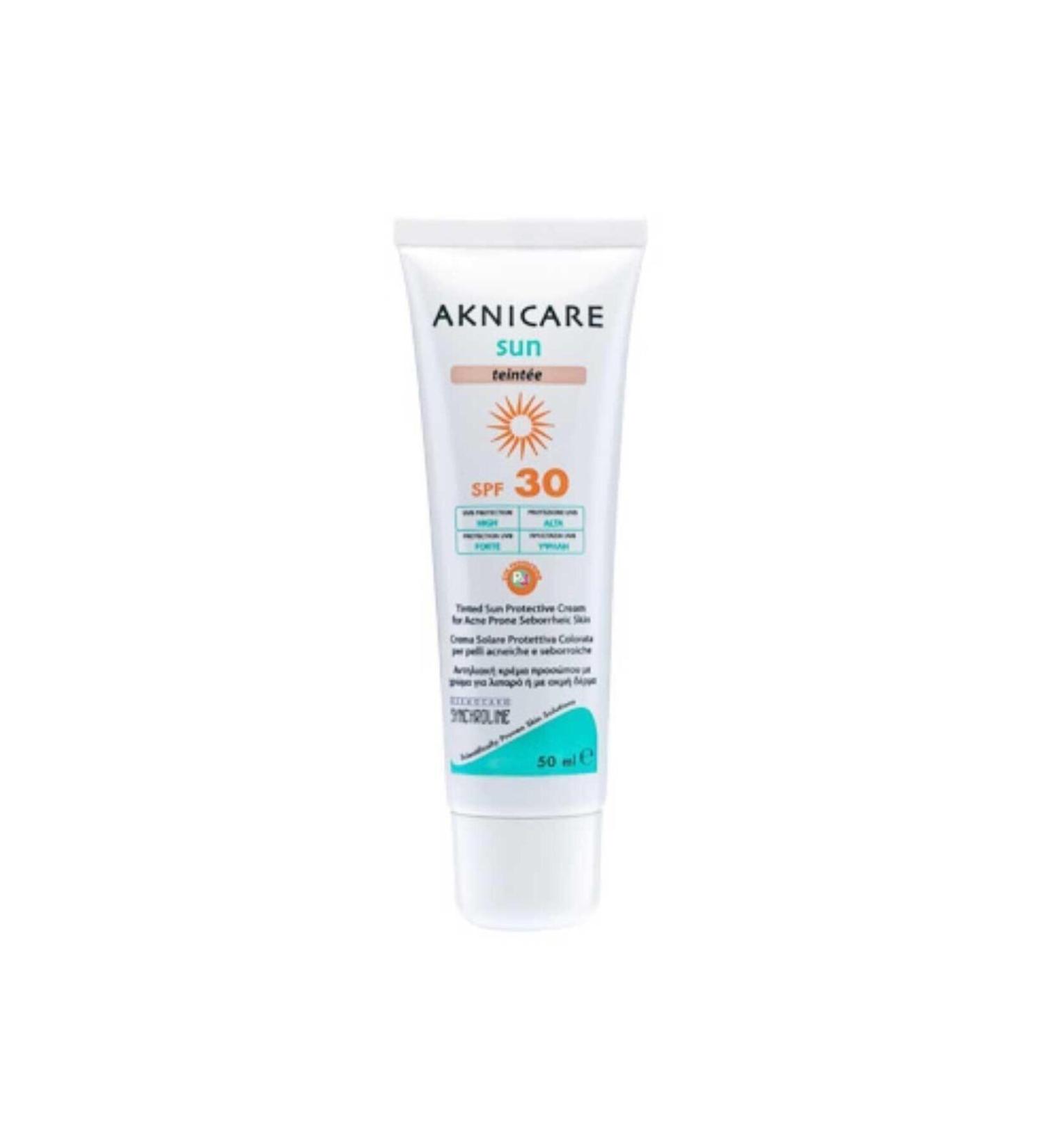 SYNCHROLINE Concealer Sunscreen Cream - Aknicare Sun Teintee Dore Spf 30 50 ml 8023628900196
