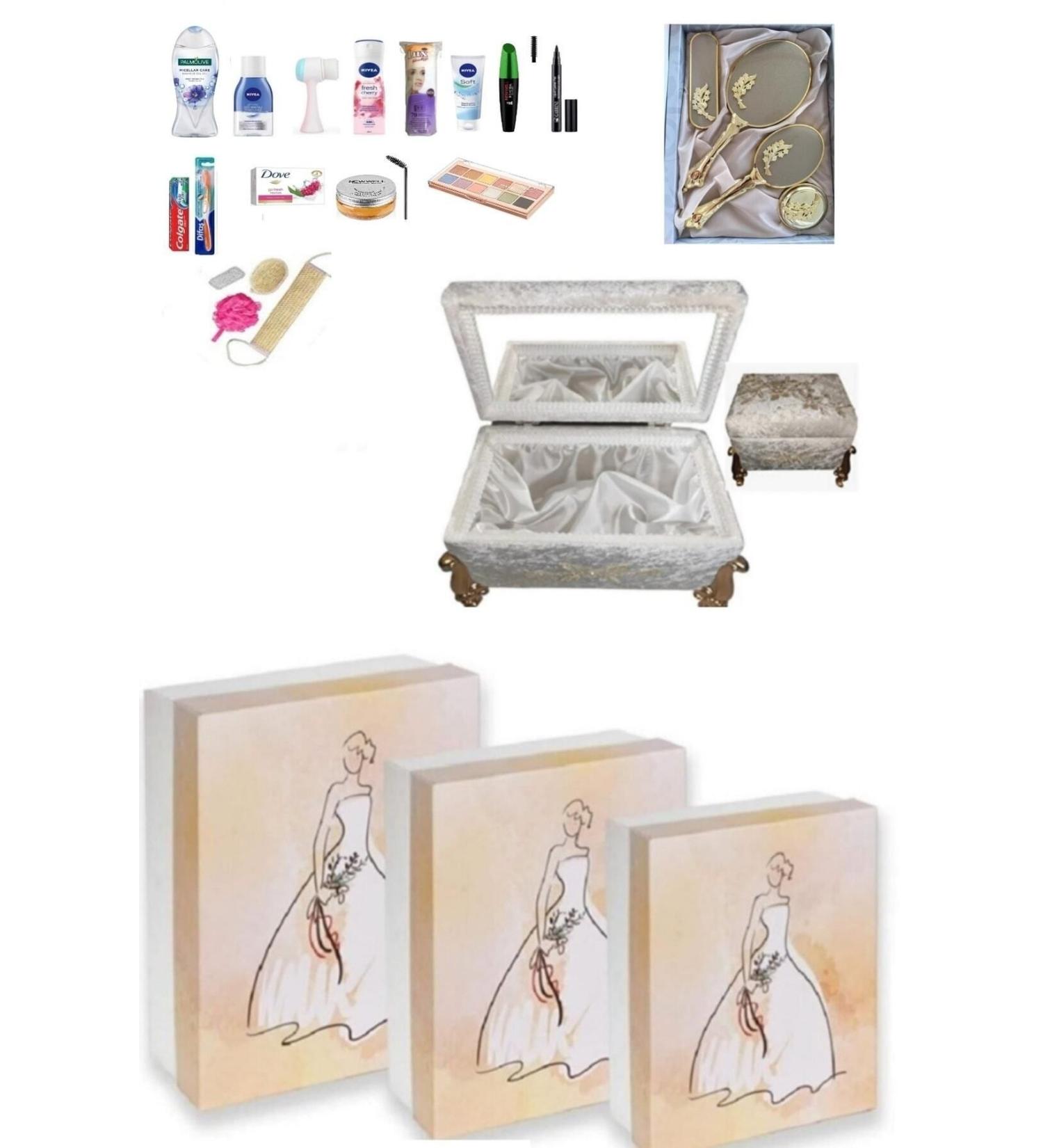 NIVEA Bride Engagement Dowry Chest Bundle Set - Mirrored Chest