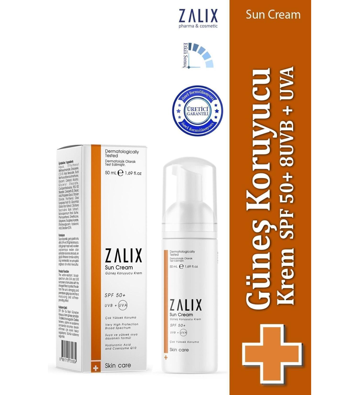 ZALIX Water Resistant Moisturizing Effective Sunscreen Cream Spf 50 Uvb Uva 50 ml - Buy Online on GoSupps.com