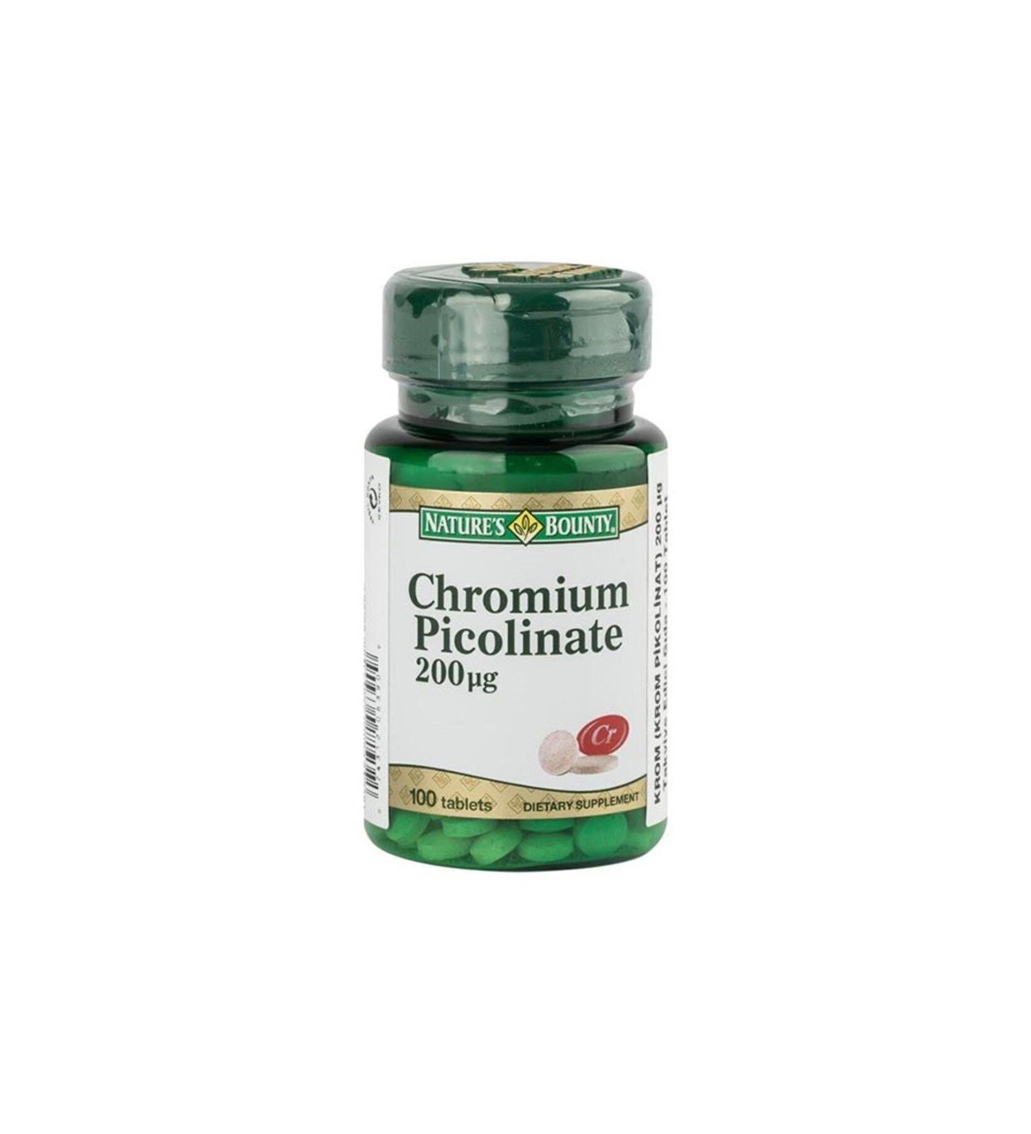 Natures Bounty Chromium Picolinate 200 Mcg Food Supplement 100 Tablets