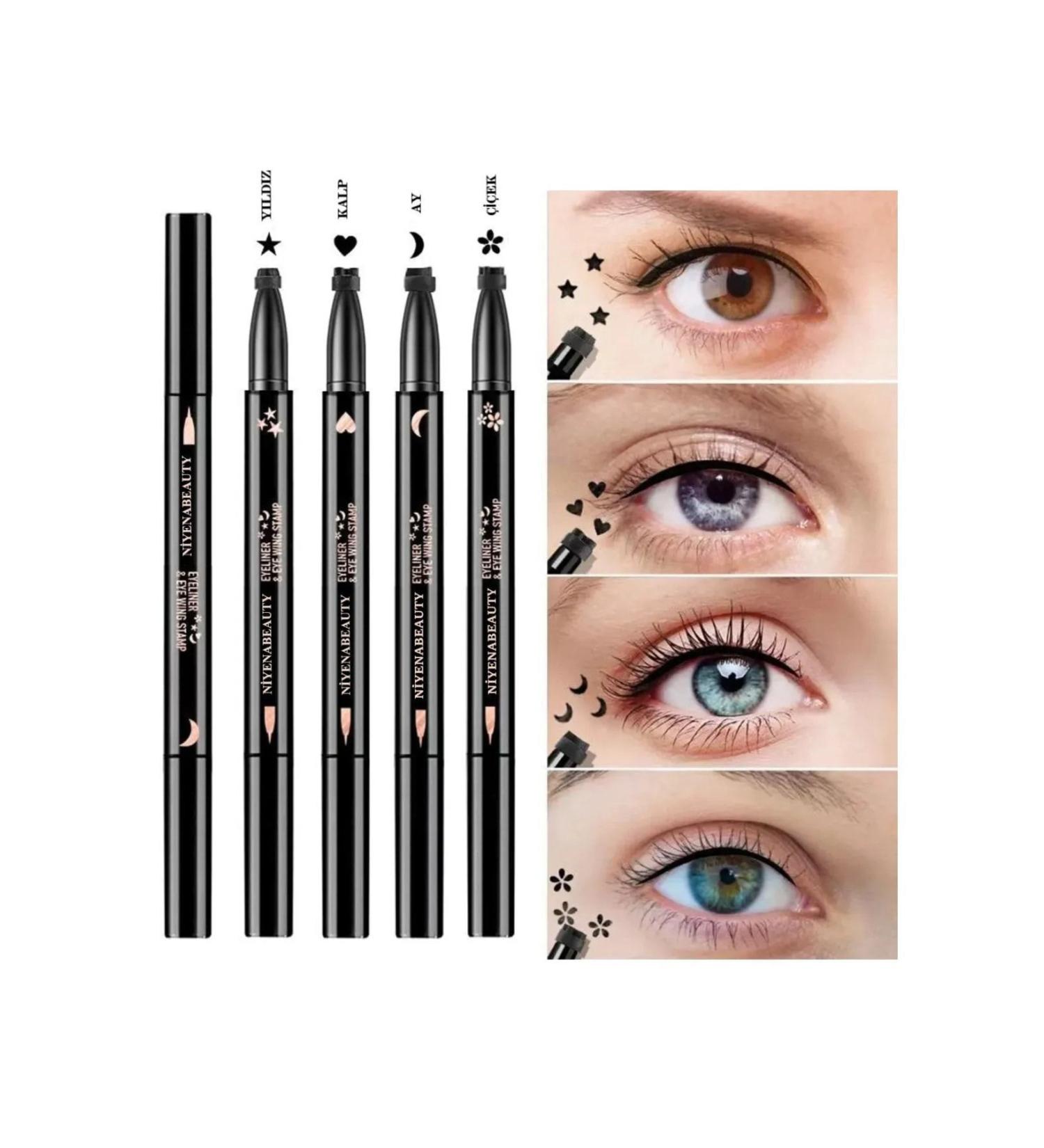 N YENABEAUTY 4-Pack Double-Sided Star-Heart-Moon-Flower Patterned Pencil Eyeliner Economic Set - Buy Online on GoSupps.com