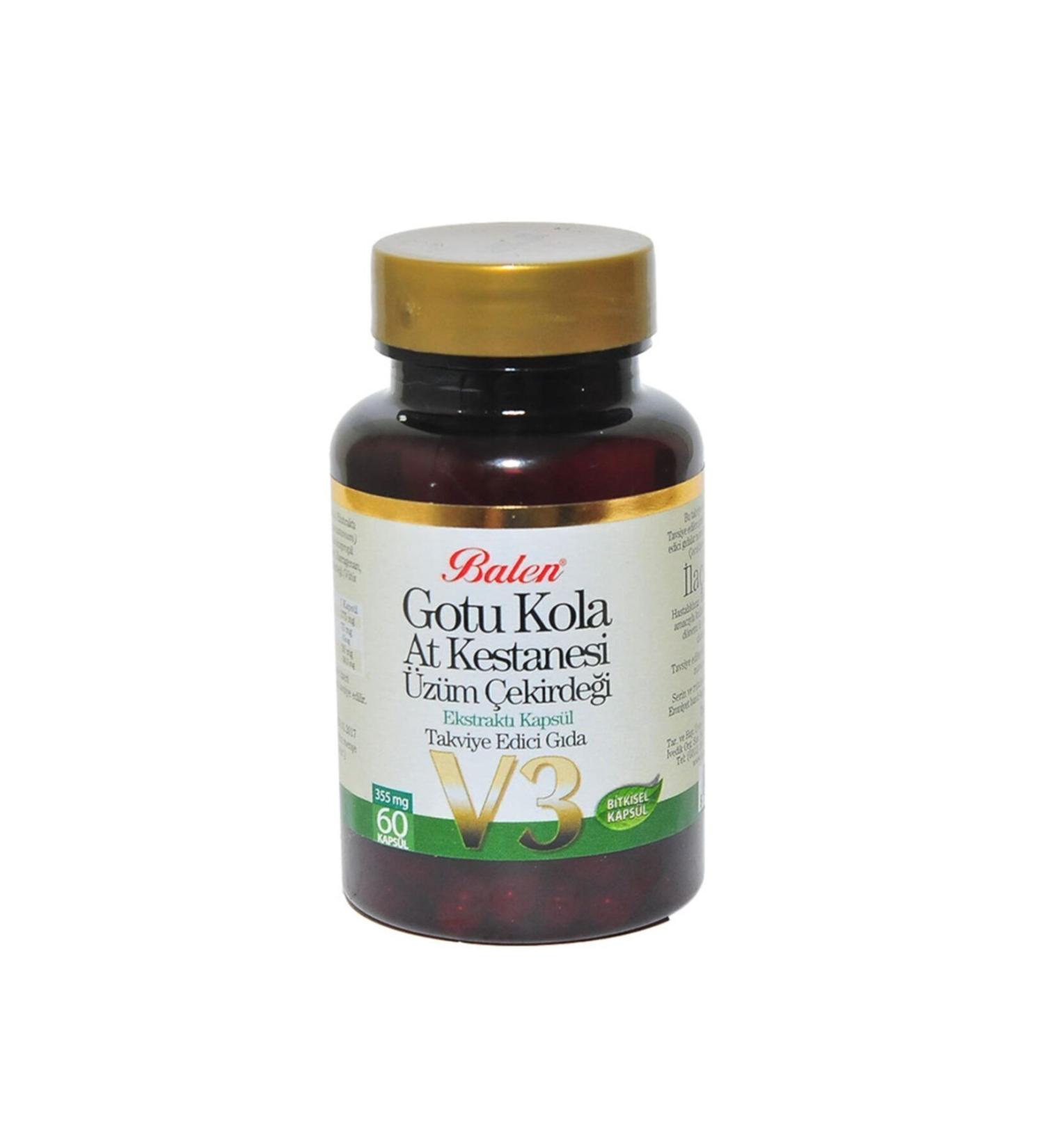 Balen Gotu Kola Horse Chestnut Grape Seed Extract V3 60 Capsules - Buy Online on GoSupps.com