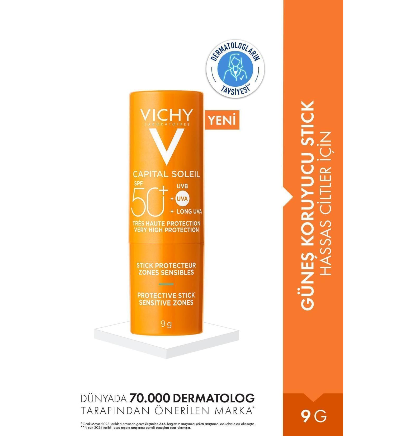 Vichy Capital Soleil SPF50+ Stick Sun Cream Sensitive Skin Transparent Structure 9 GR - Buy Online on GoSupps.com