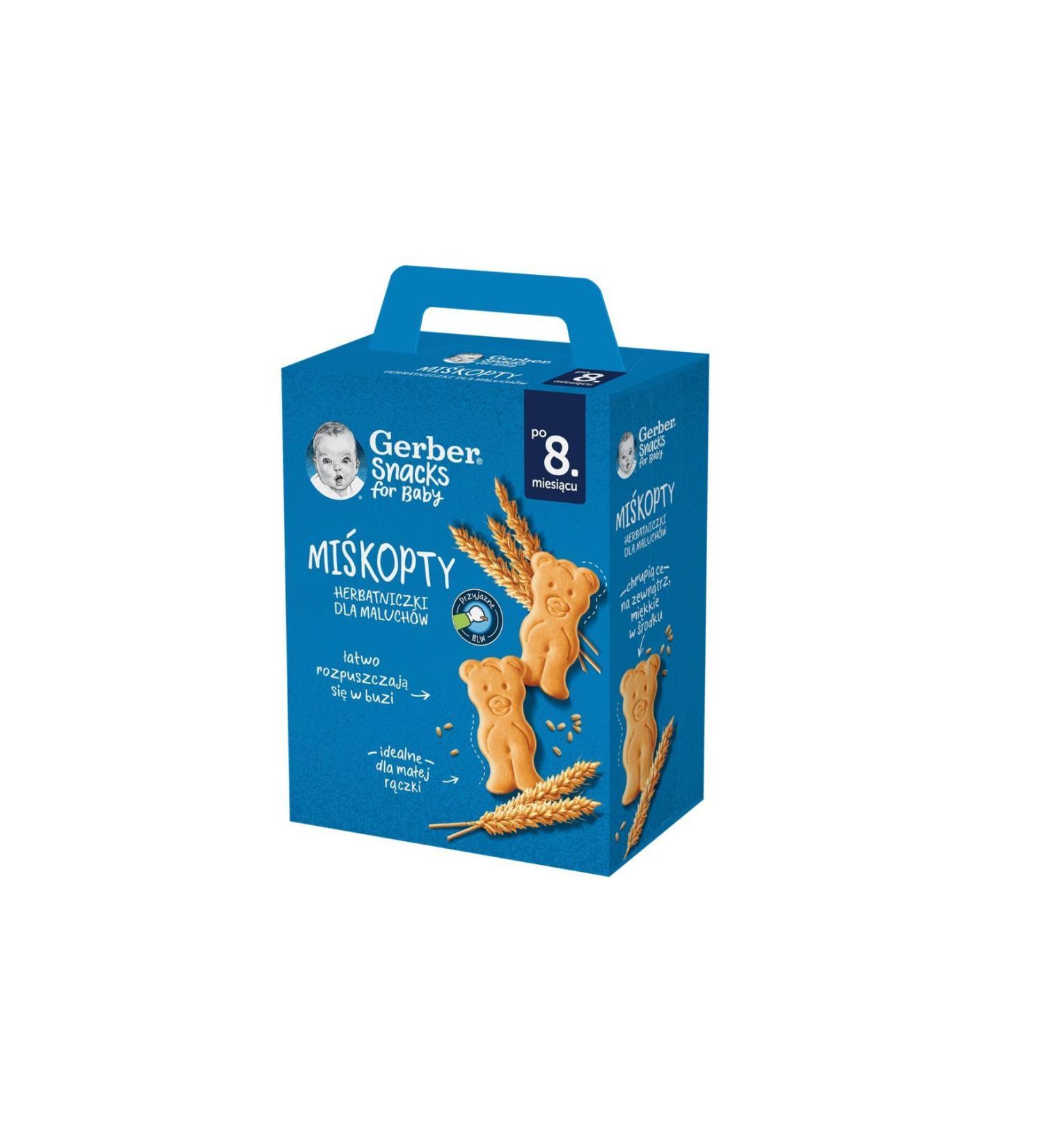 Gerber Snacks First Cookies Miskopty 180 G - Teddy Bear Shaped Teething Cookies - From 8 Months - Buy Online on GoSupps.com