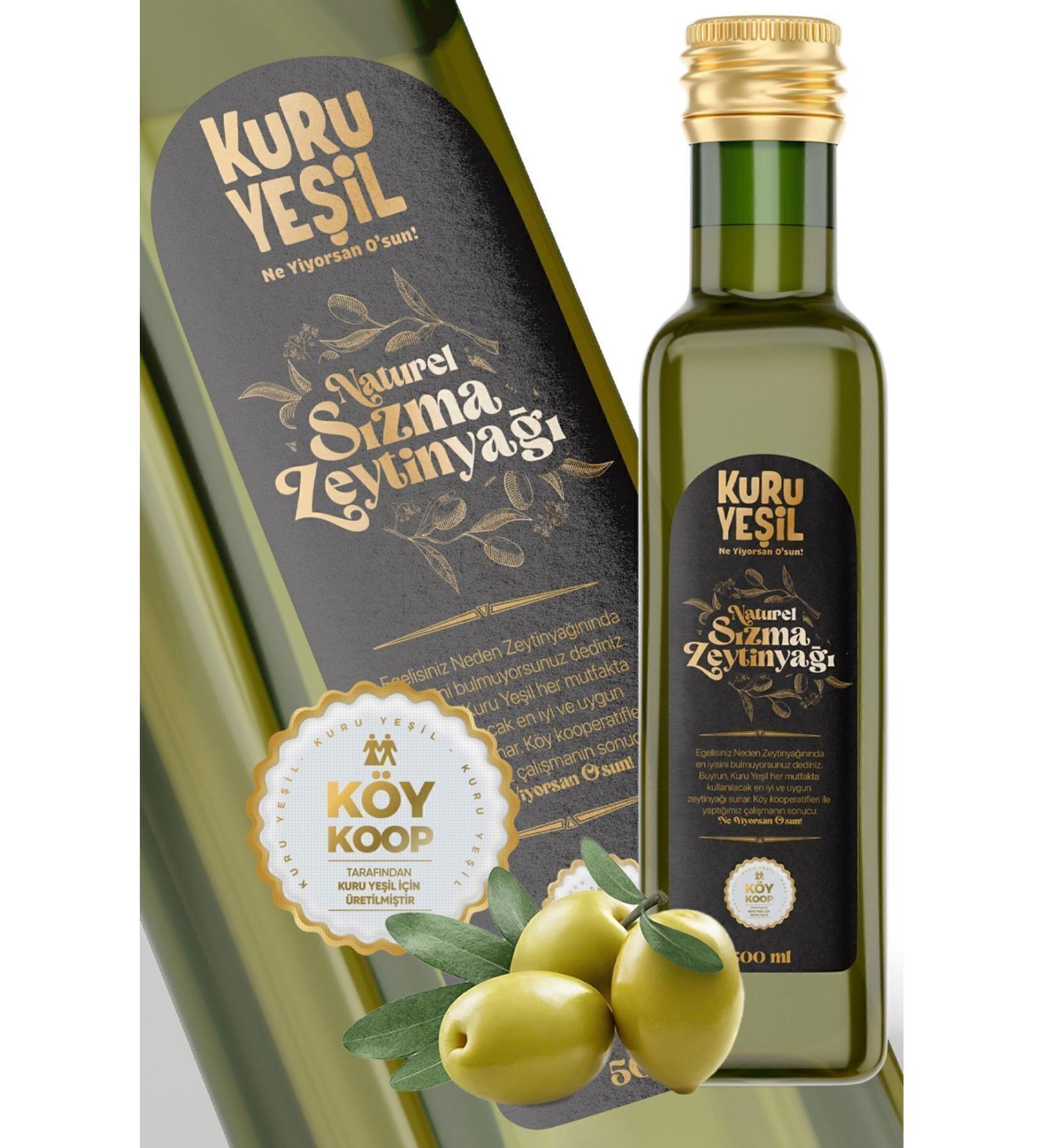 Dry Green Extra Virgin Olive Oil - Pressed Olive Oil For Gourmet Cooking 500 ml