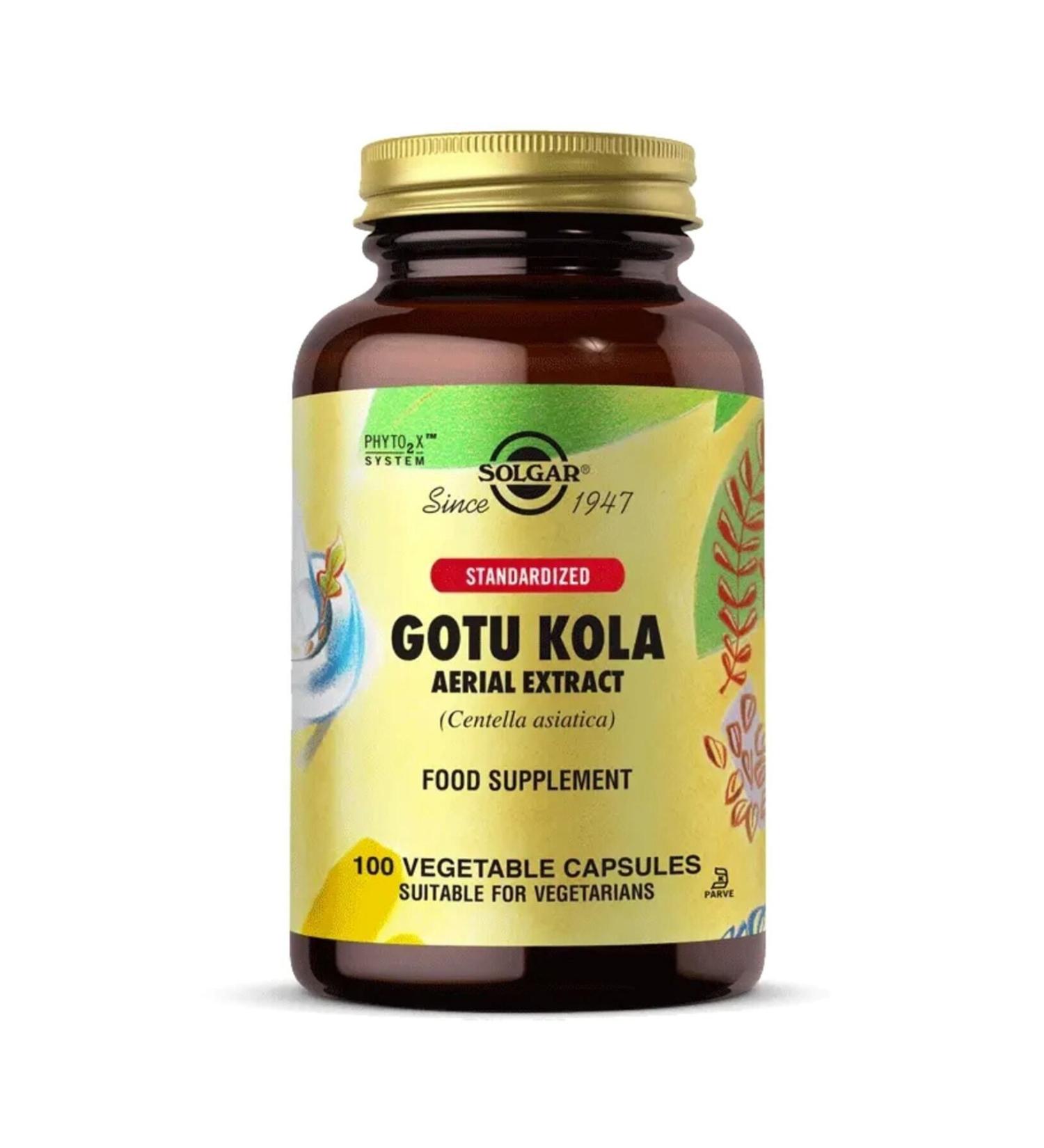 Solgar Gotu Kola Aerial Extract 100 Capsules - Buy Online on GoSupps.com