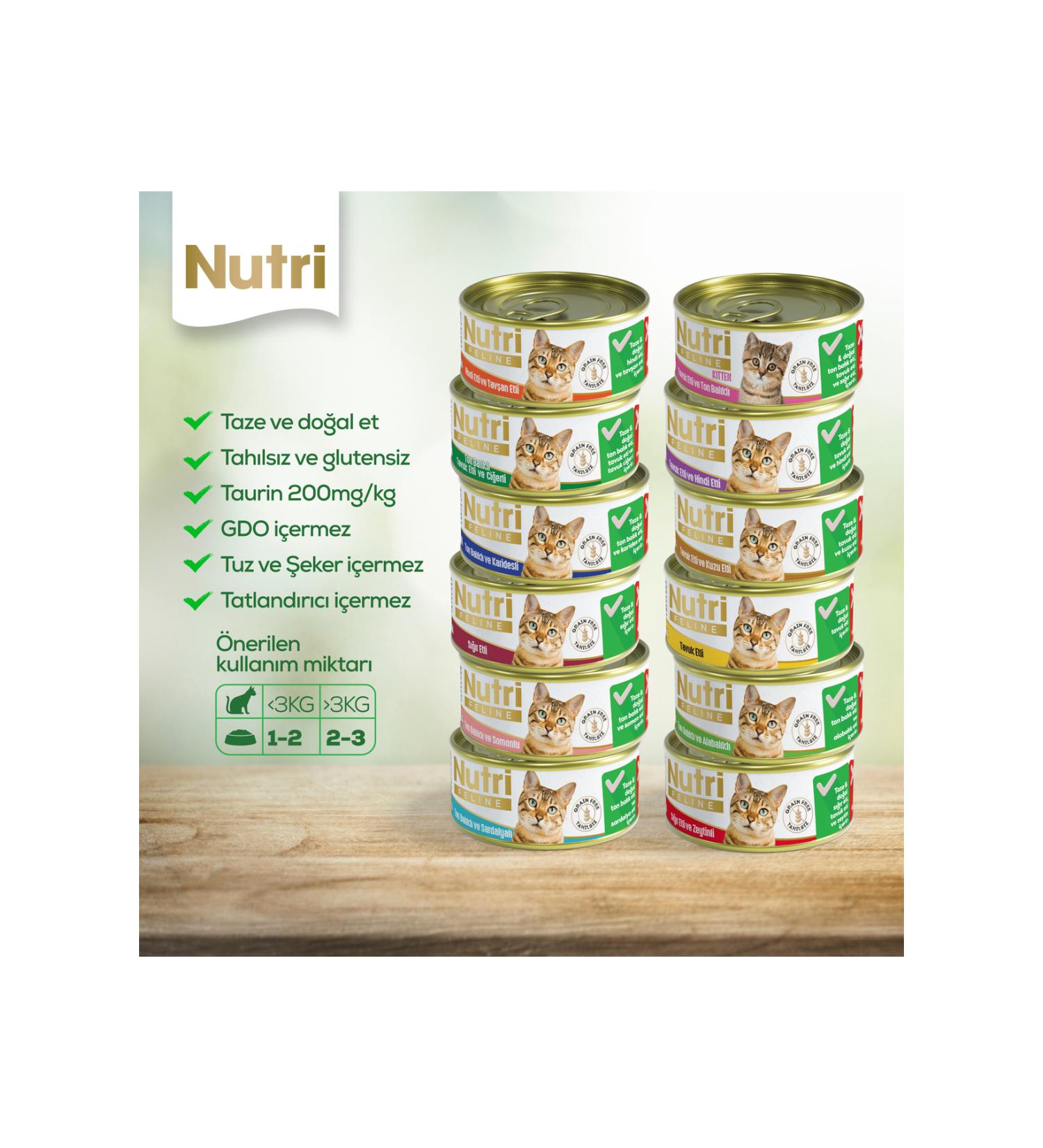 Nutri Feline Mixed Grain-Free Gluten-Free Natural Wet Food 12 Pieces