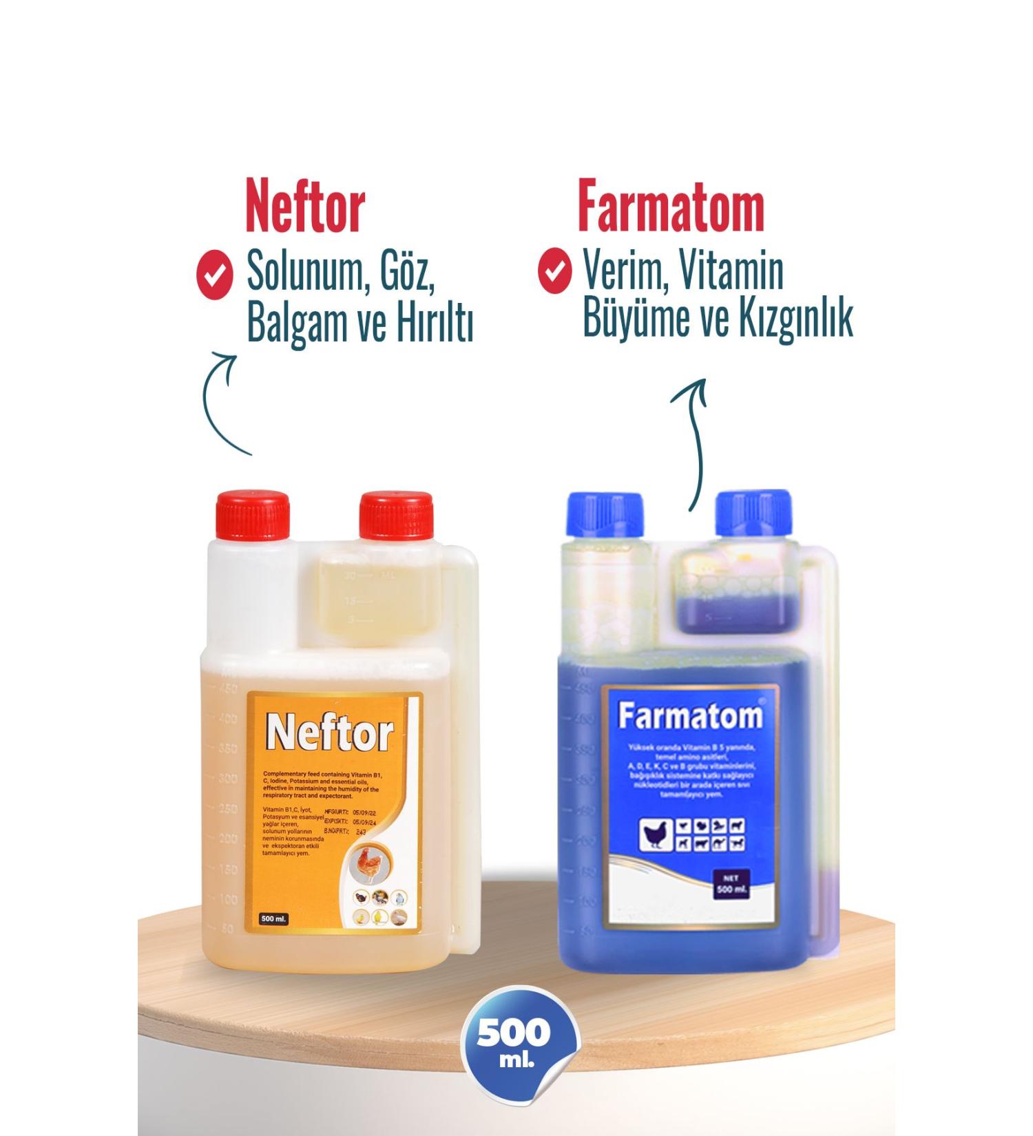 Munich Vet 2-Piece Set Farmatom Vitamin Neftor Wheezing Set for Birds (500 ML)