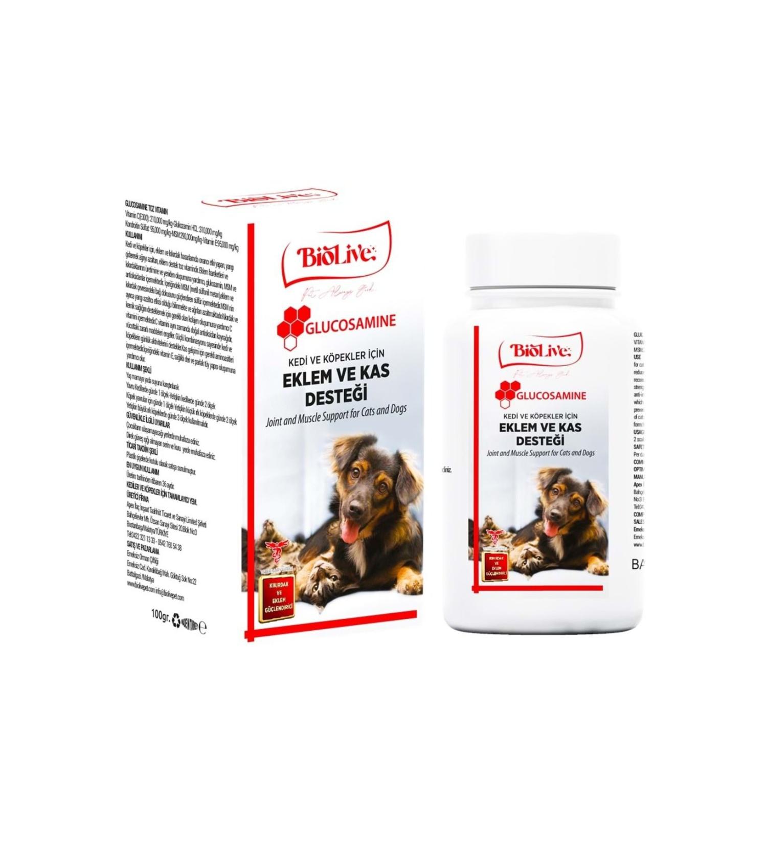 Biolive Glucosamine Joint and Muscle Support Powder Vitamin for Cats and Dogs 100gr