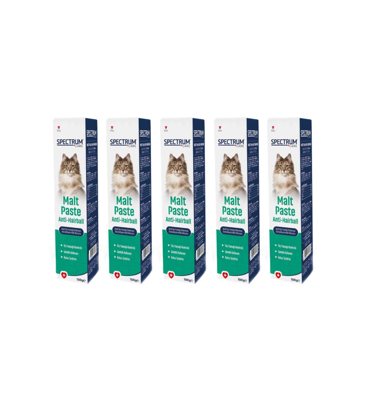 Spectrum Care Anti-Hairball Cat Hairball Prevention Supporting Malt Paste 100gr - 5 Pieces