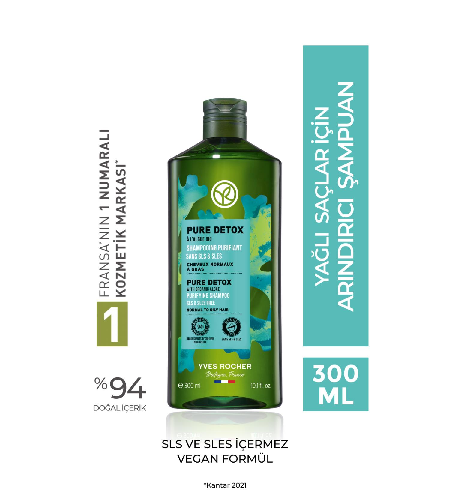 Yves Rocher Purifying Shampoo for Oily Hair (Pure Detox) - Vegan-300 ml - Buy Online on GoSupps.com